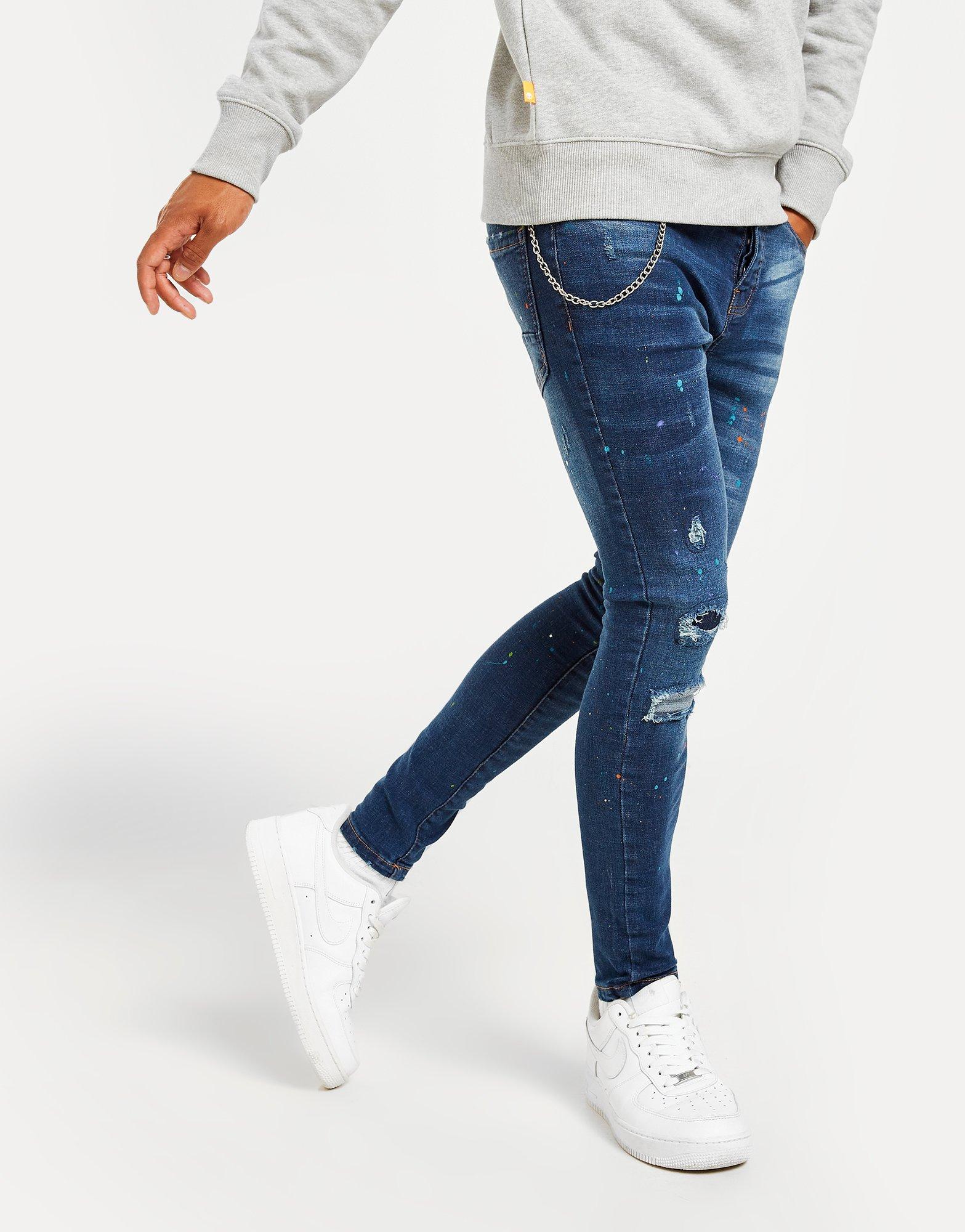 Brave Soul Skinny Paint Chain Jeans