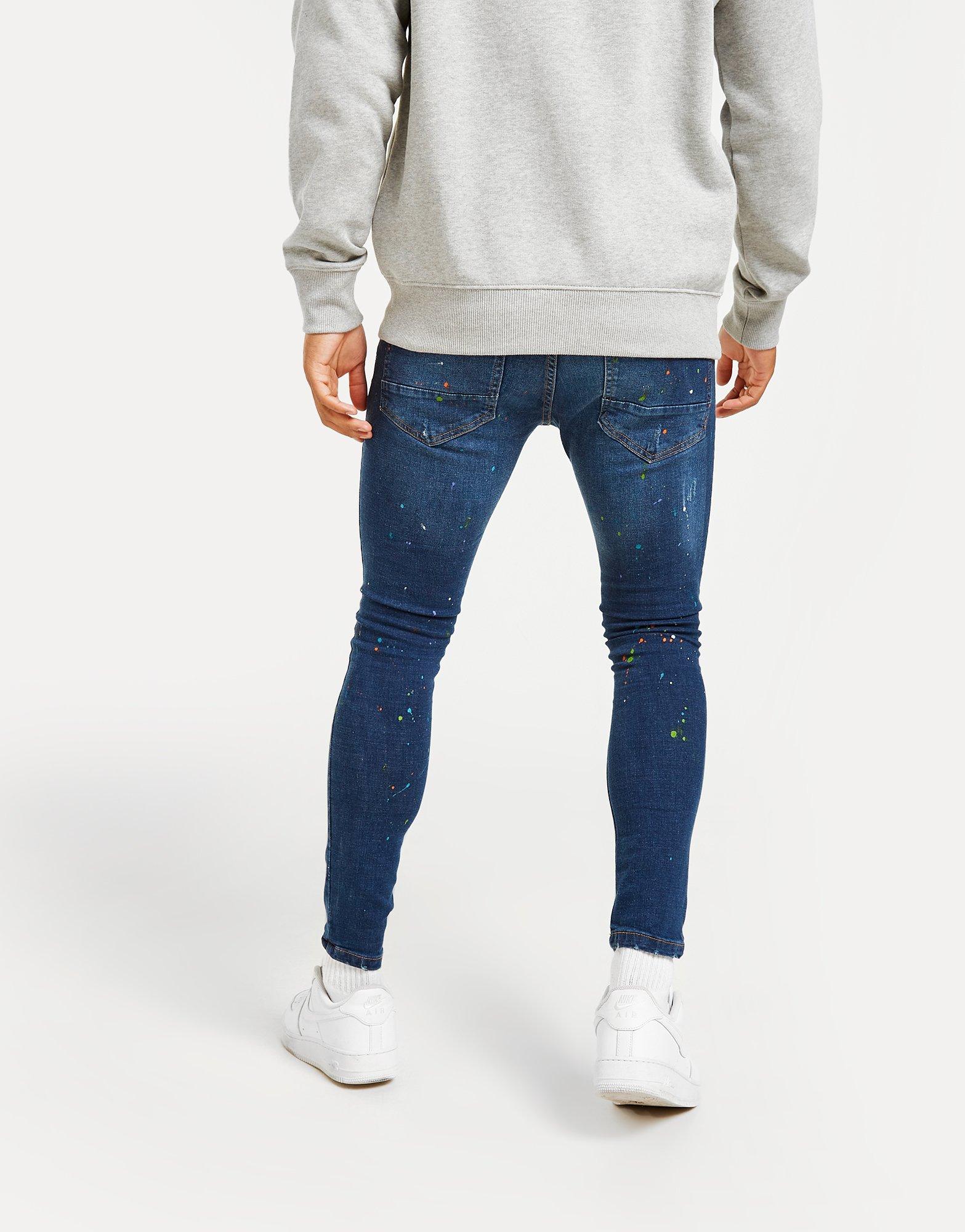 Brave Soul Skinny Paint Chain Jeans