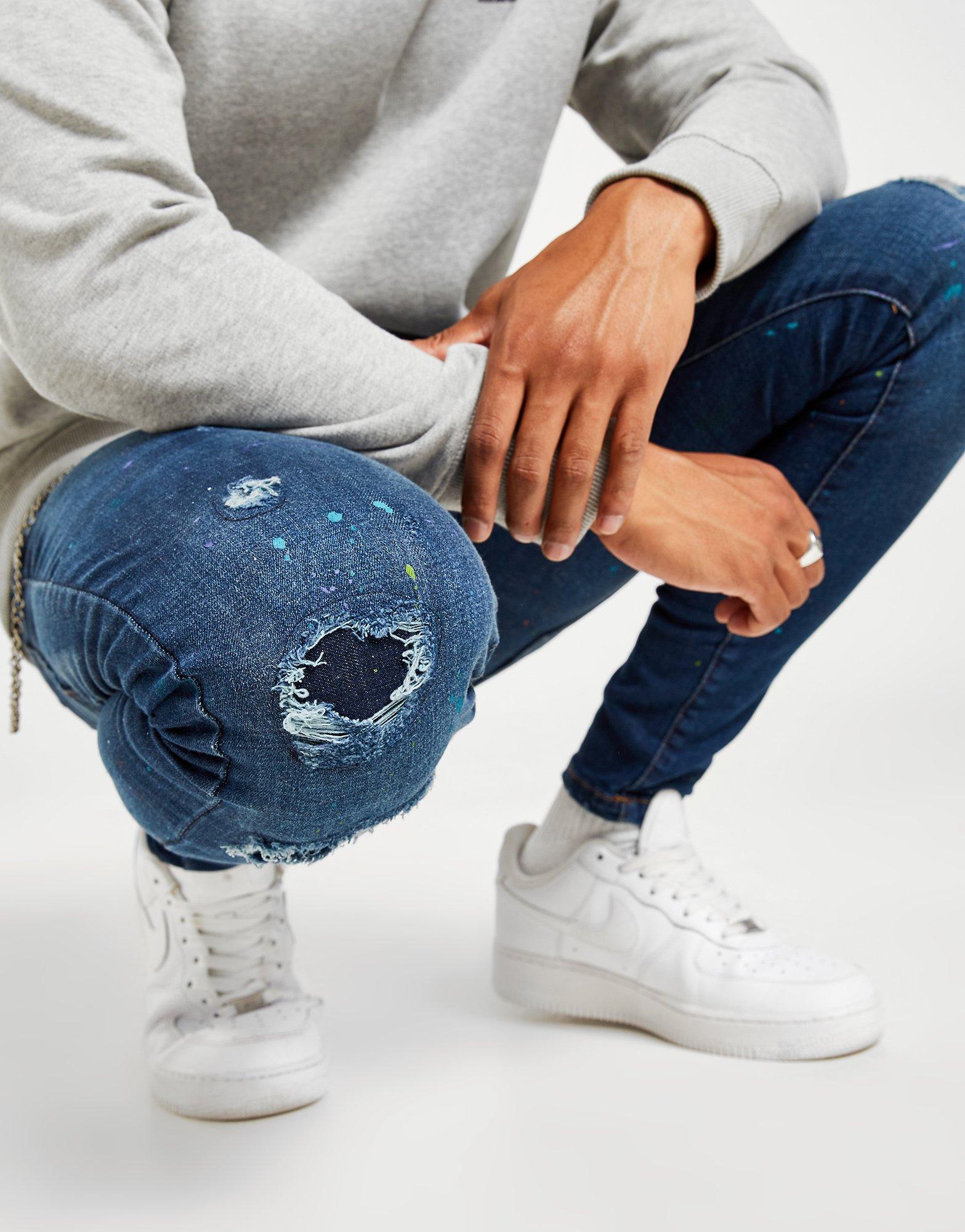 Brave Soul Skinny Paint Chain Jeans