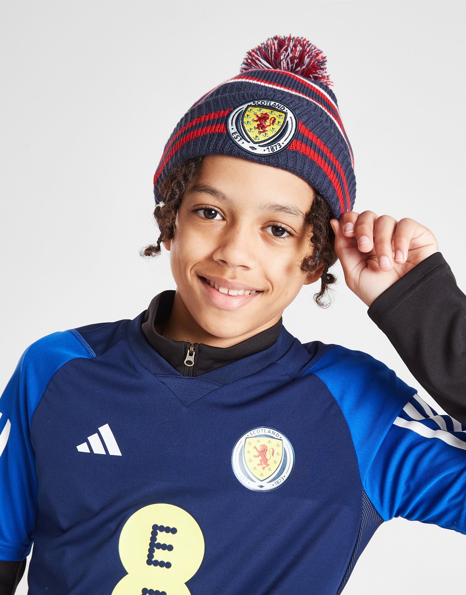 Blue New Era Scotland Pom Beanie Hat Kids' JD Sports