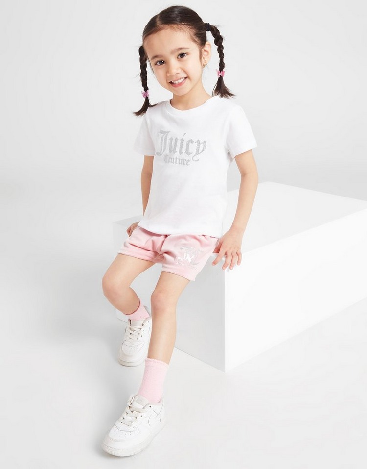 JUICY COUTURE Girls' Glitter Velour T-Shirt/Shorts Set Infant