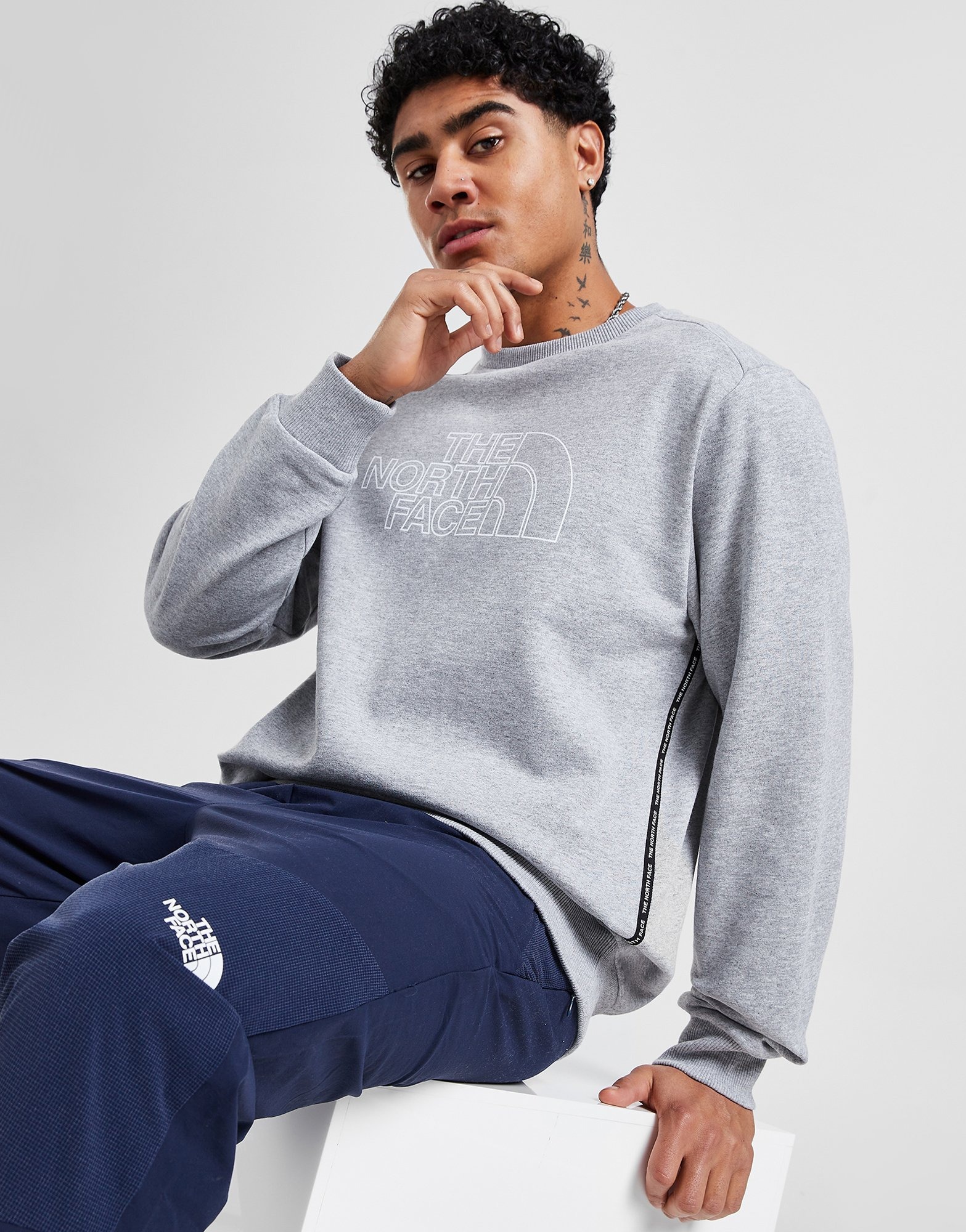 Grey The North Face Tape Crew Sweatshirt JD Sports NZ