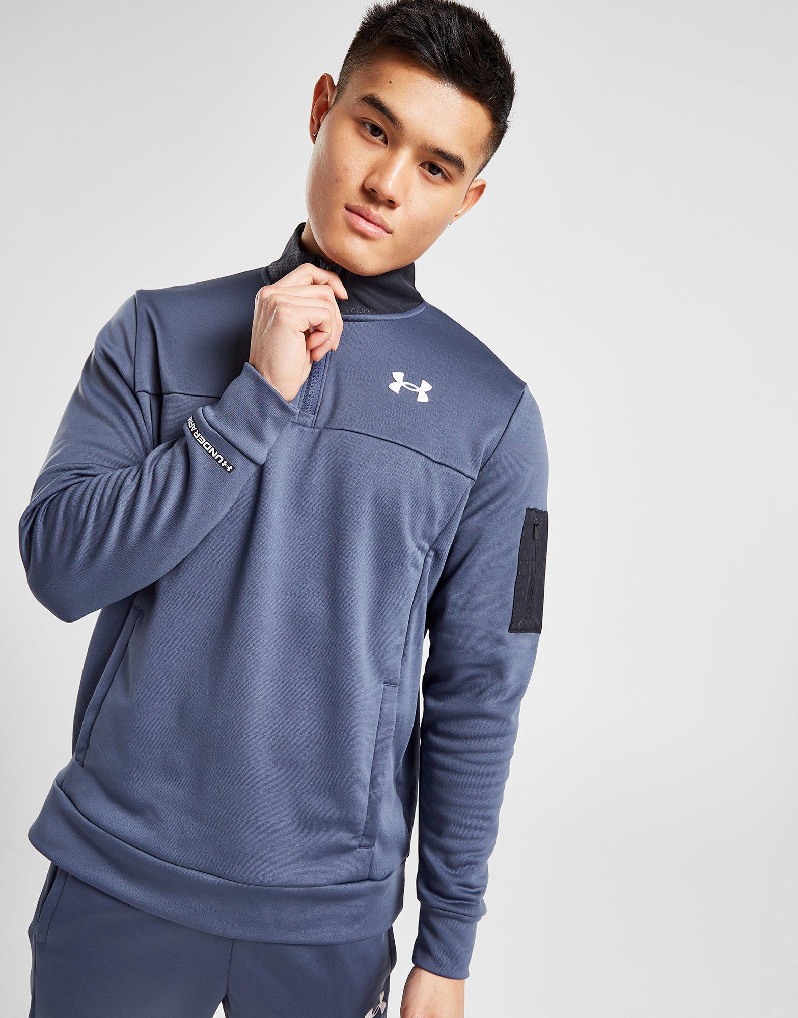 Grey Under Armour UA Armour Fleece Grid Full Zip Hoodie - JD Sports Ireland