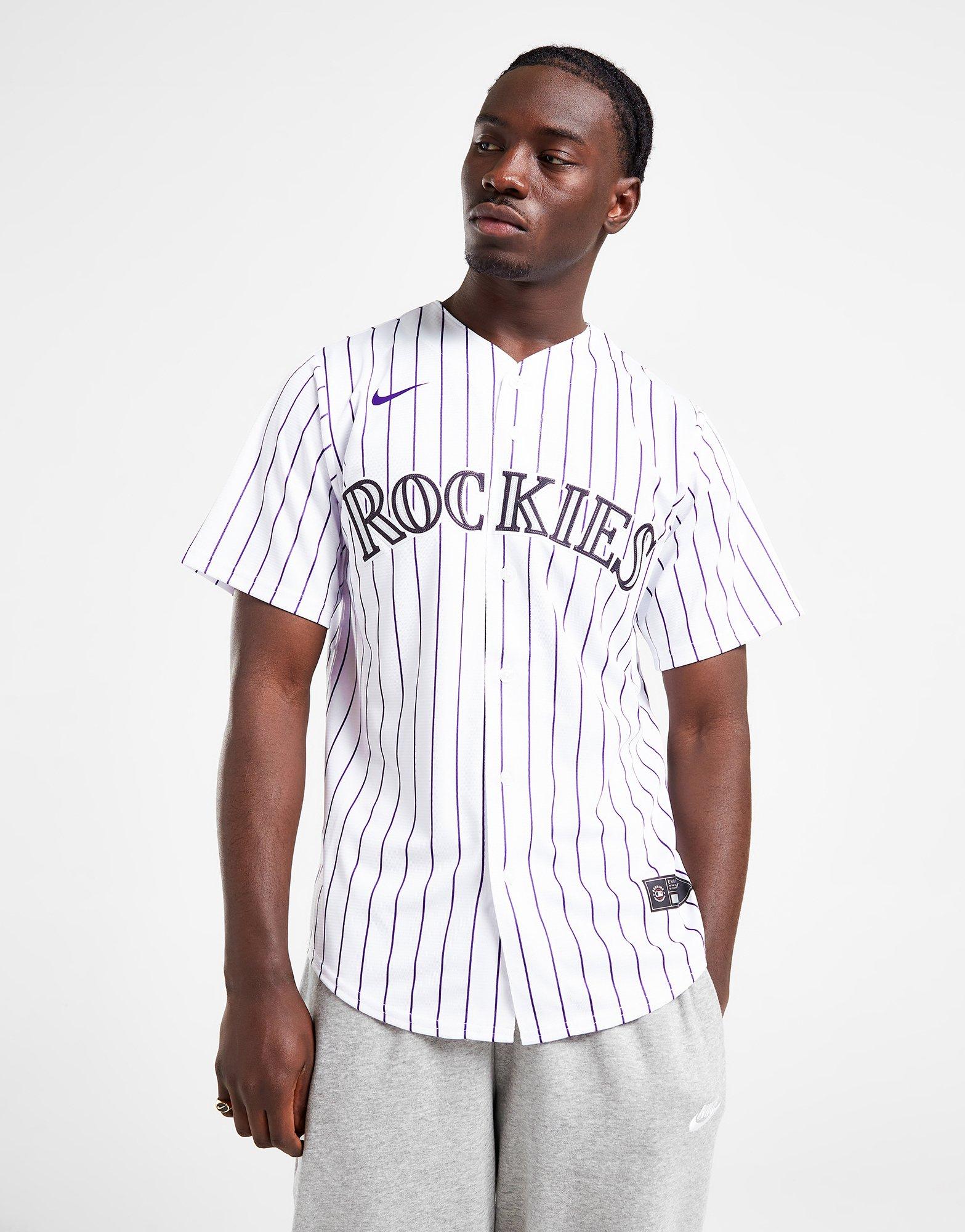 MLB Colorado Rockies Boys' White Pinstripe Pullover Jersey - M