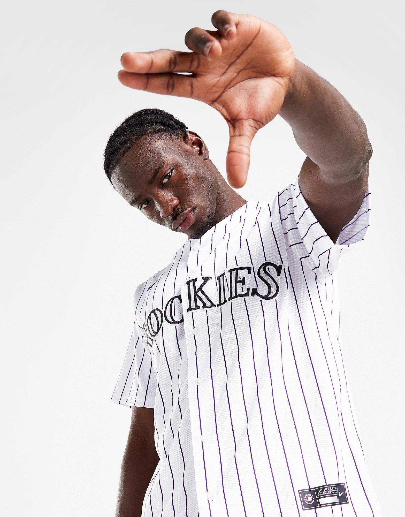 Colorado Rockies Jersey Youth Large (14 16) Majestic Cool Base Striped White NEW