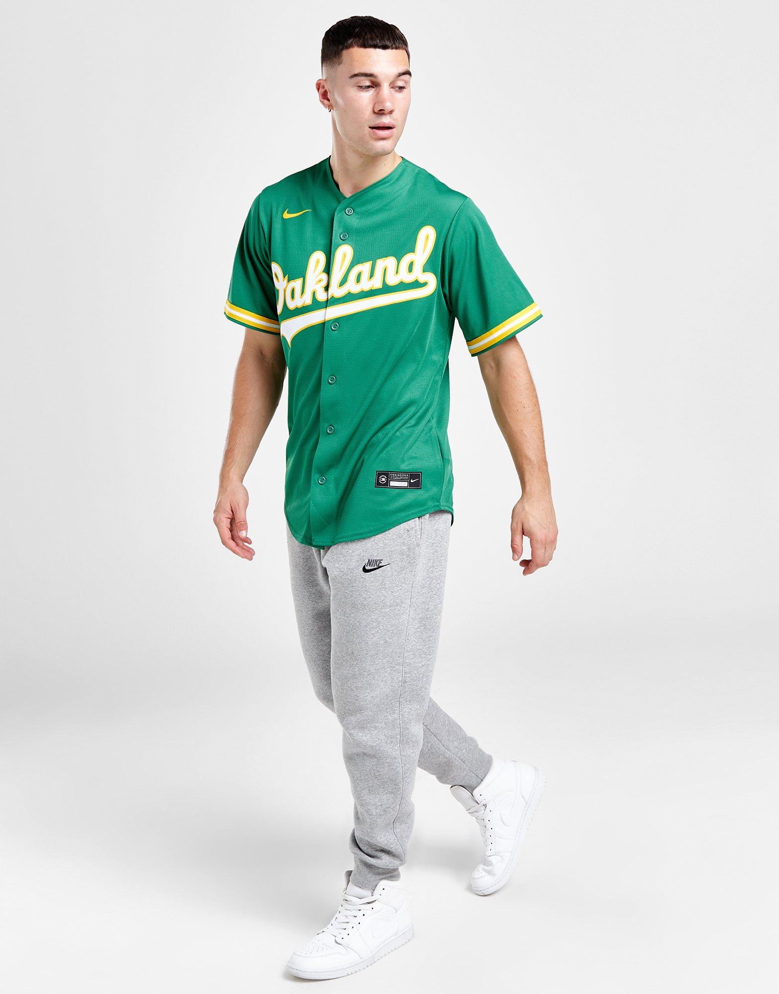 Nike Youth MLB Dri-Fit Full Button Jersey N140 / Ny40 Oakland Athletics Green/Yellow