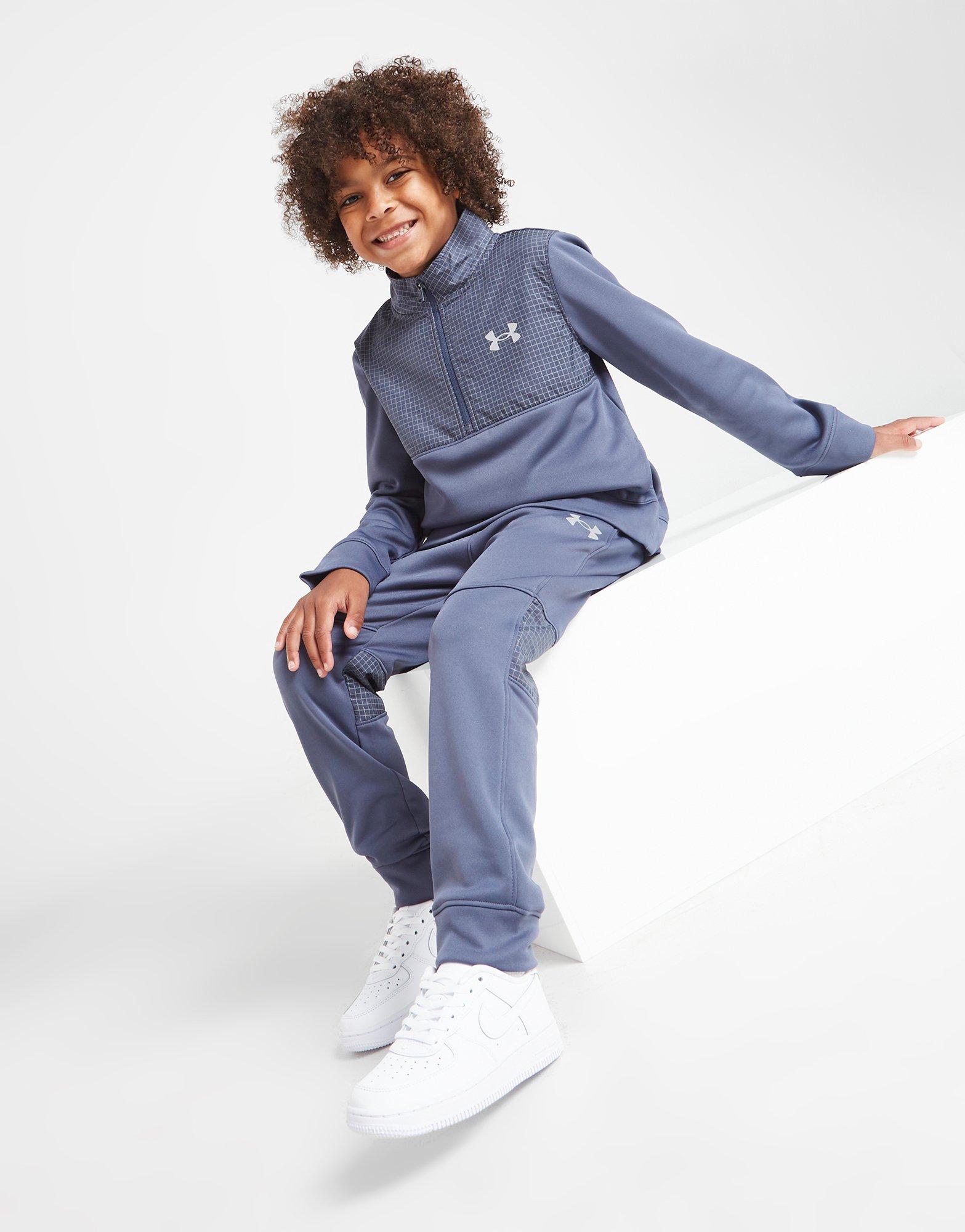 Grey Under Armour UA Armour Fleece Grid 1/4 Zip Tracksuit Children | JD  Sports Global