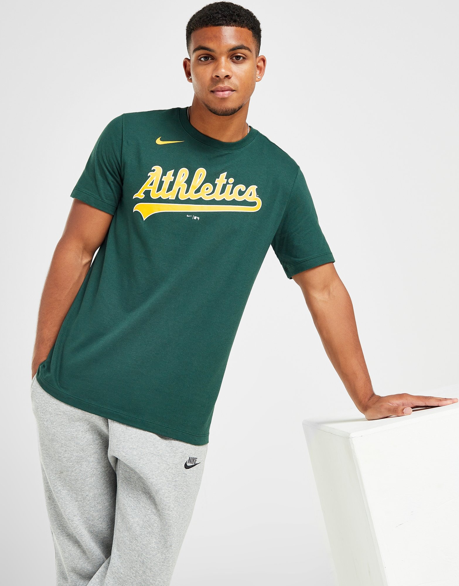 Youth Oakland Athletics Green Muscle V-Neck Tank Top