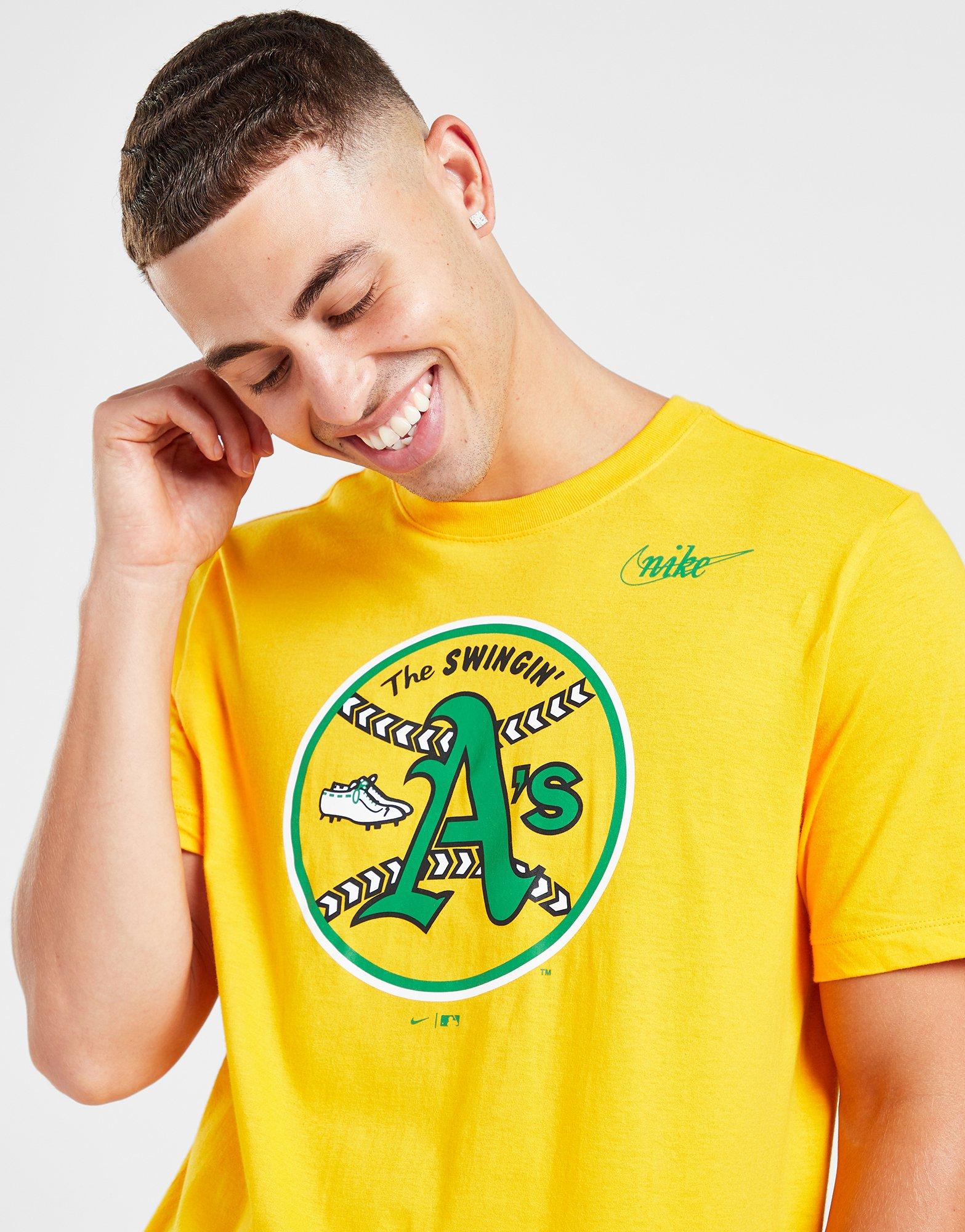 Nike Men's Oakland Athletics Yellow Cooperstown Logo T-Shirt