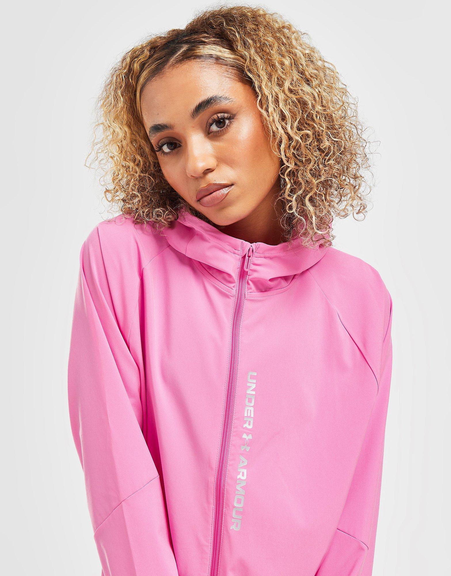 Under Armour Training woven full zip jacket in pink and white