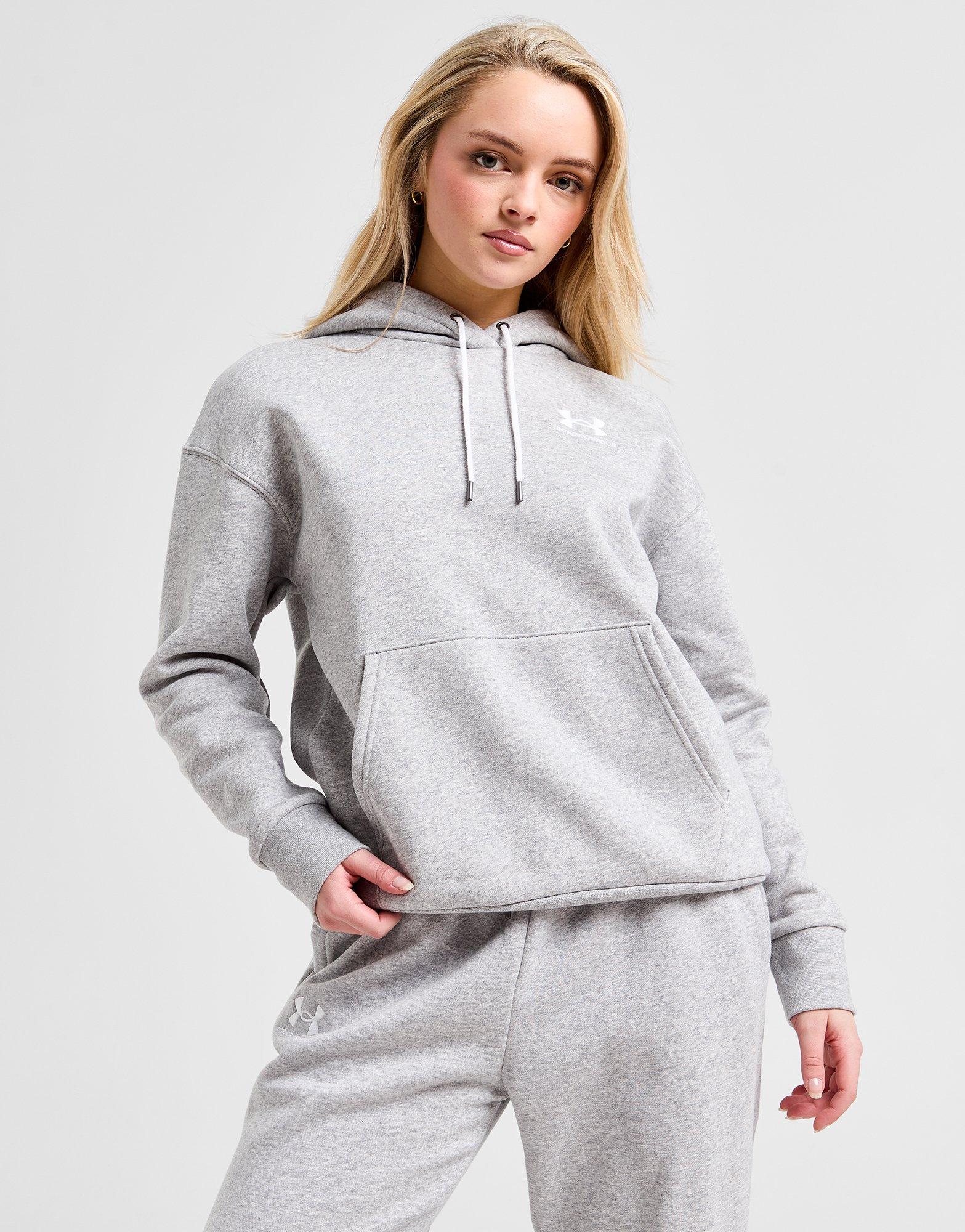 Sweatshirt Under Armour Women Essential Fleece Crew Mod Grey Light  Heather-White