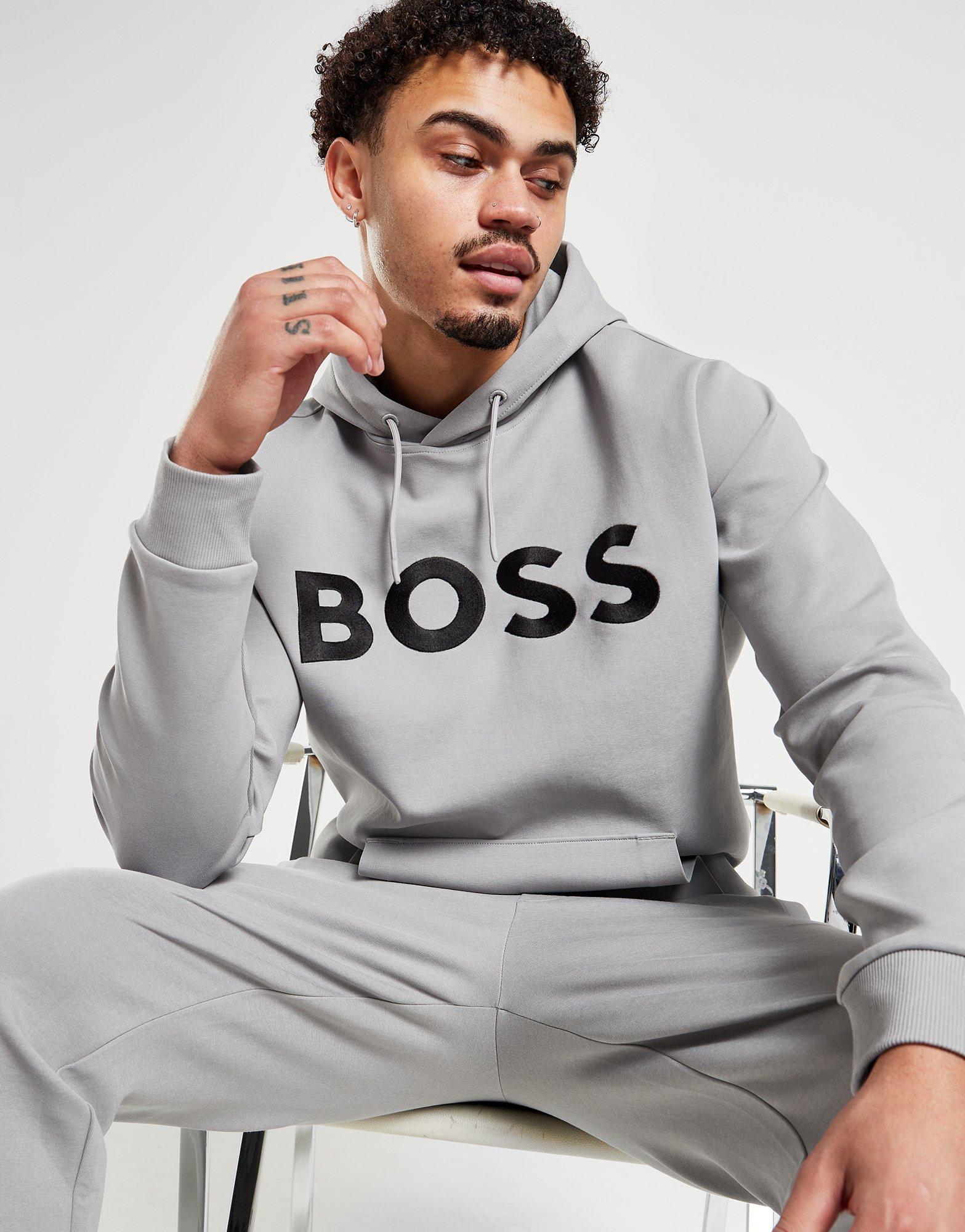 BOSS Sweat à capuche Brodé Homme Gris- JD Sports France