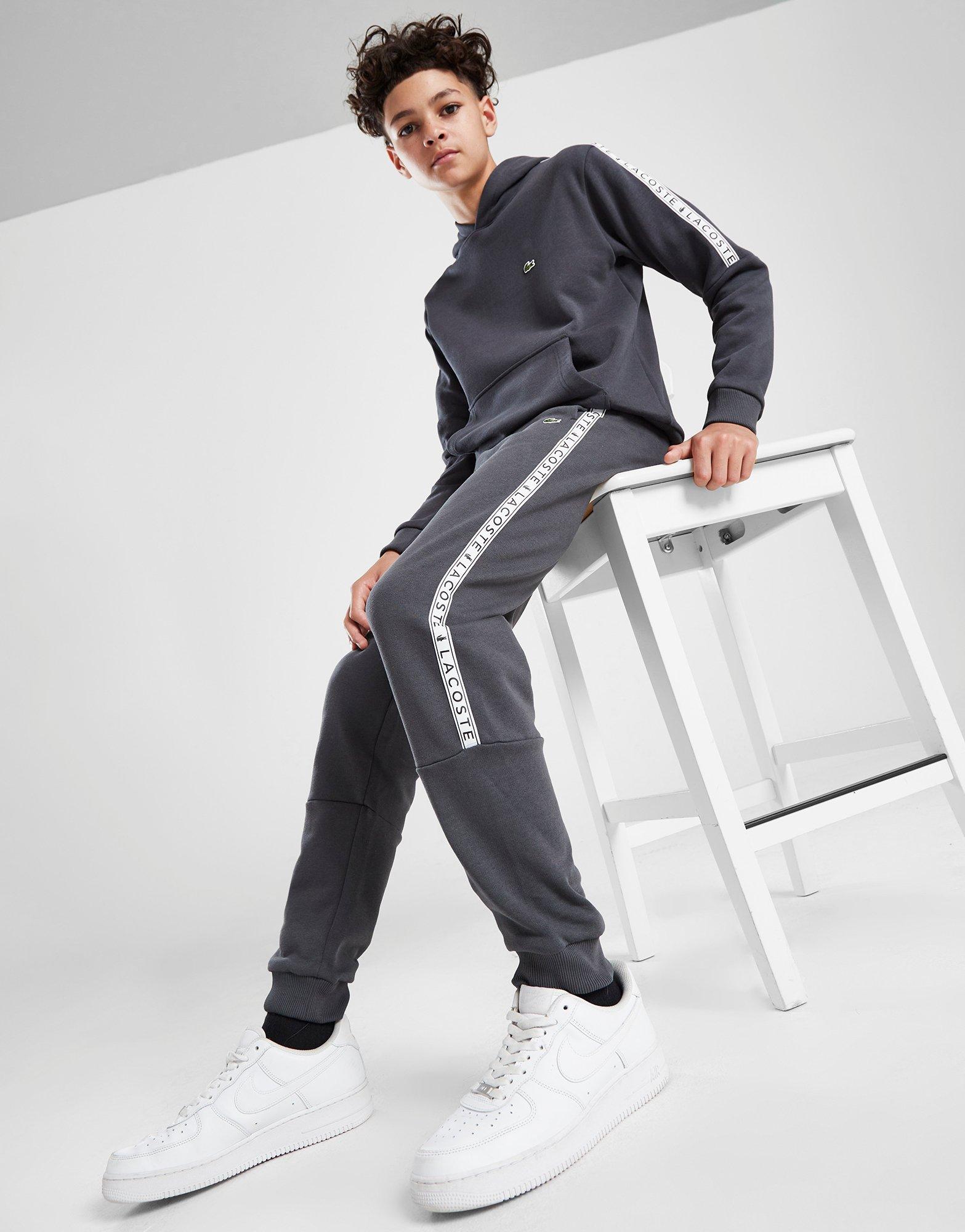 Grey Lacoste Tape Joggers Junior | JD Sports UK