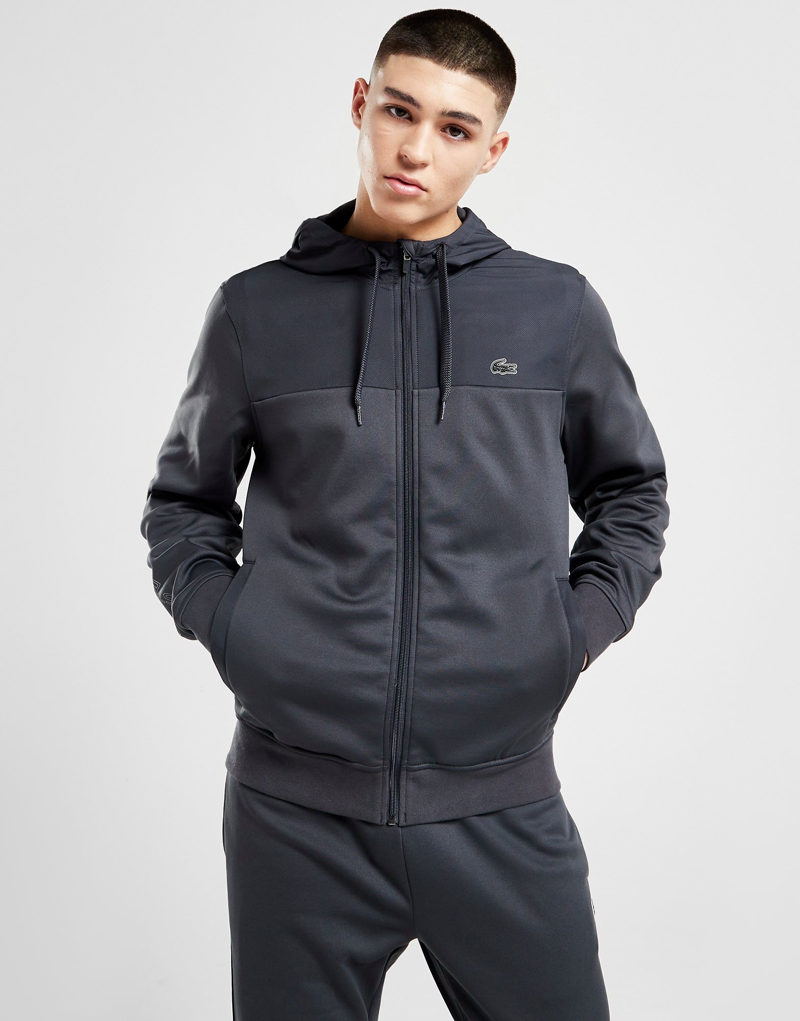 Grey Lacoste Poly Full Zip Hoodie | JD Sports Global