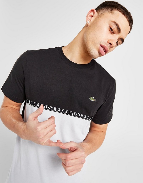 Lacoste heavyweight color block logo t-shirt in black