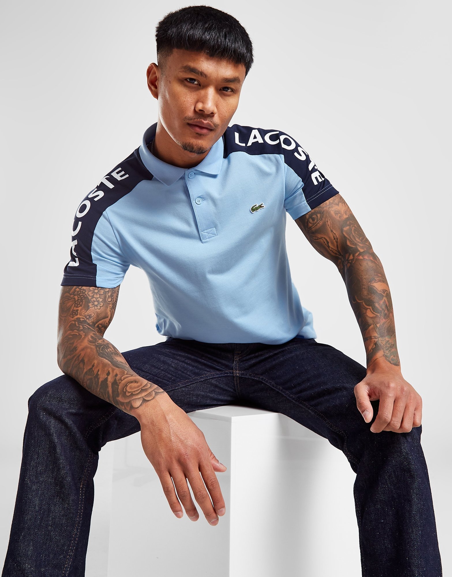Blue Lacoste Colour Block Polo Shirt JD Sports