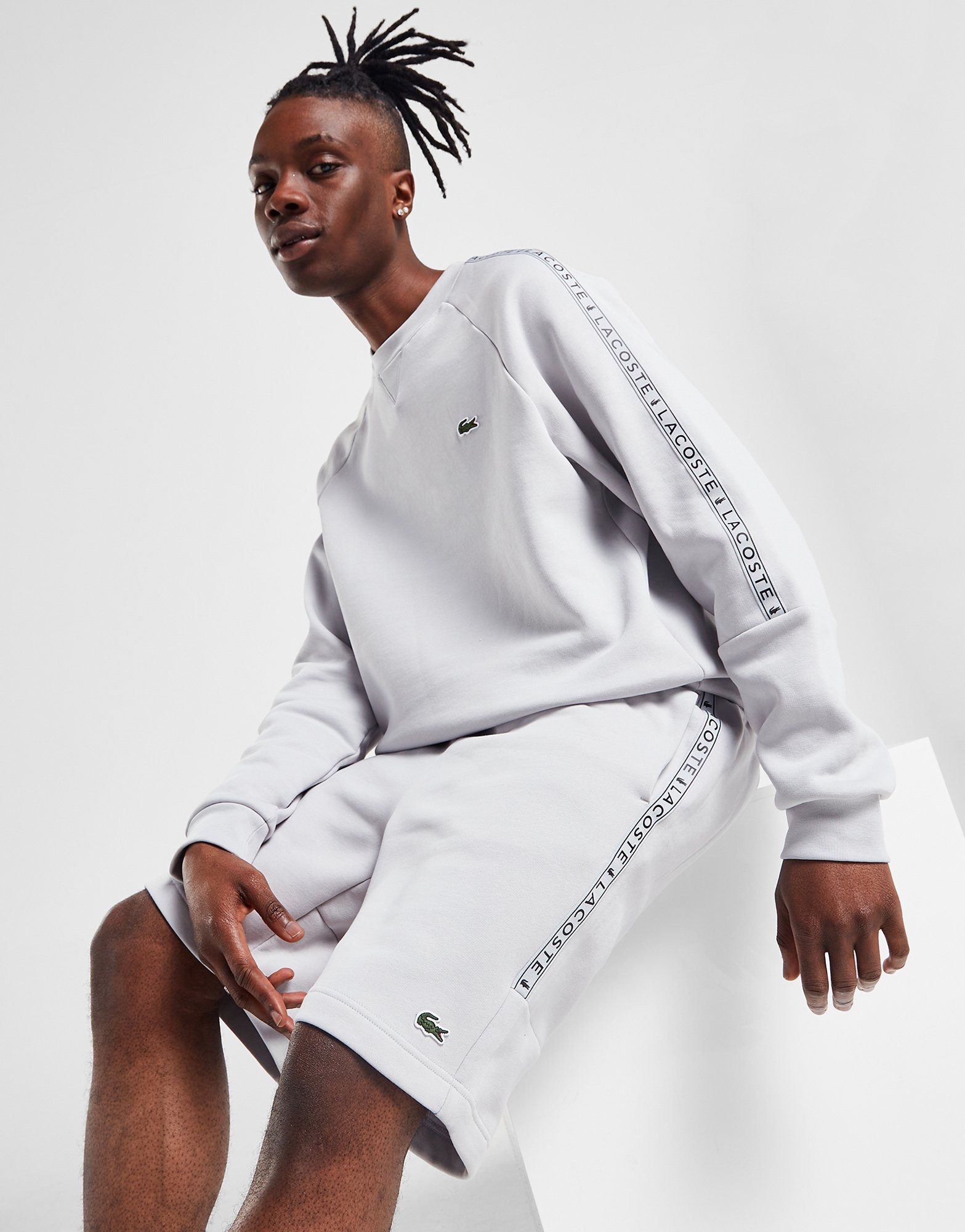 Grey Lacoste Tape Shorts - JD Sports Ireland