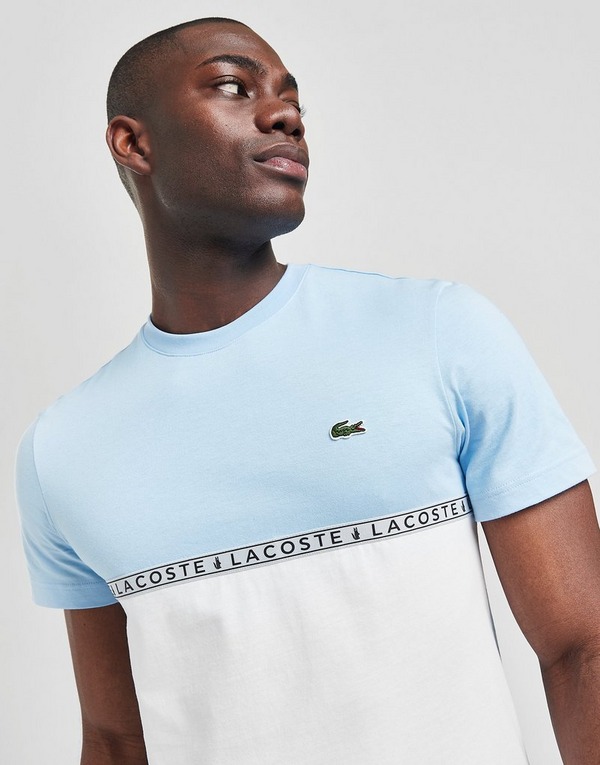 Blå Lacoste Colour Block Tape T-Shirt Herre - Danmark