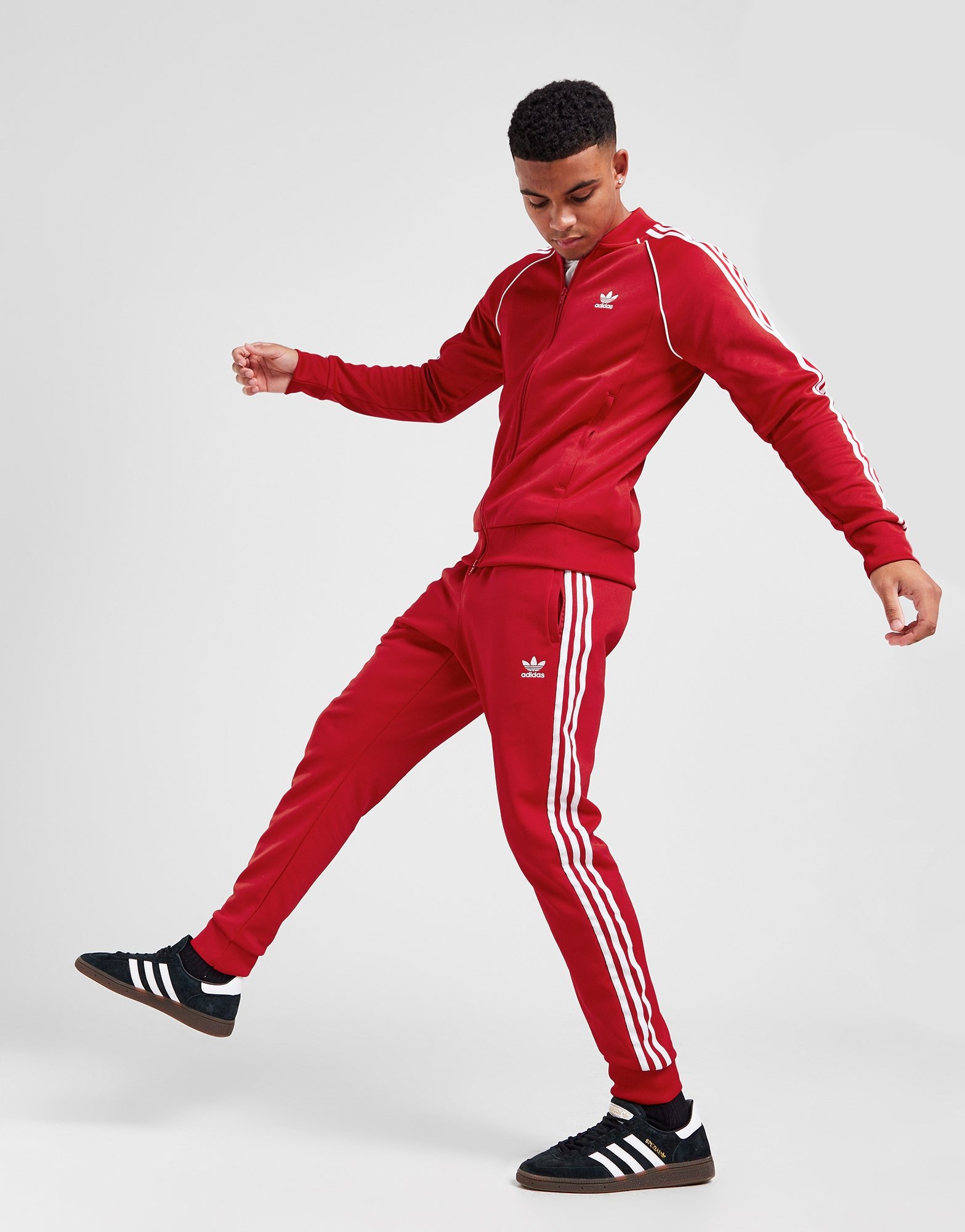 Mens red adidas track pants sale