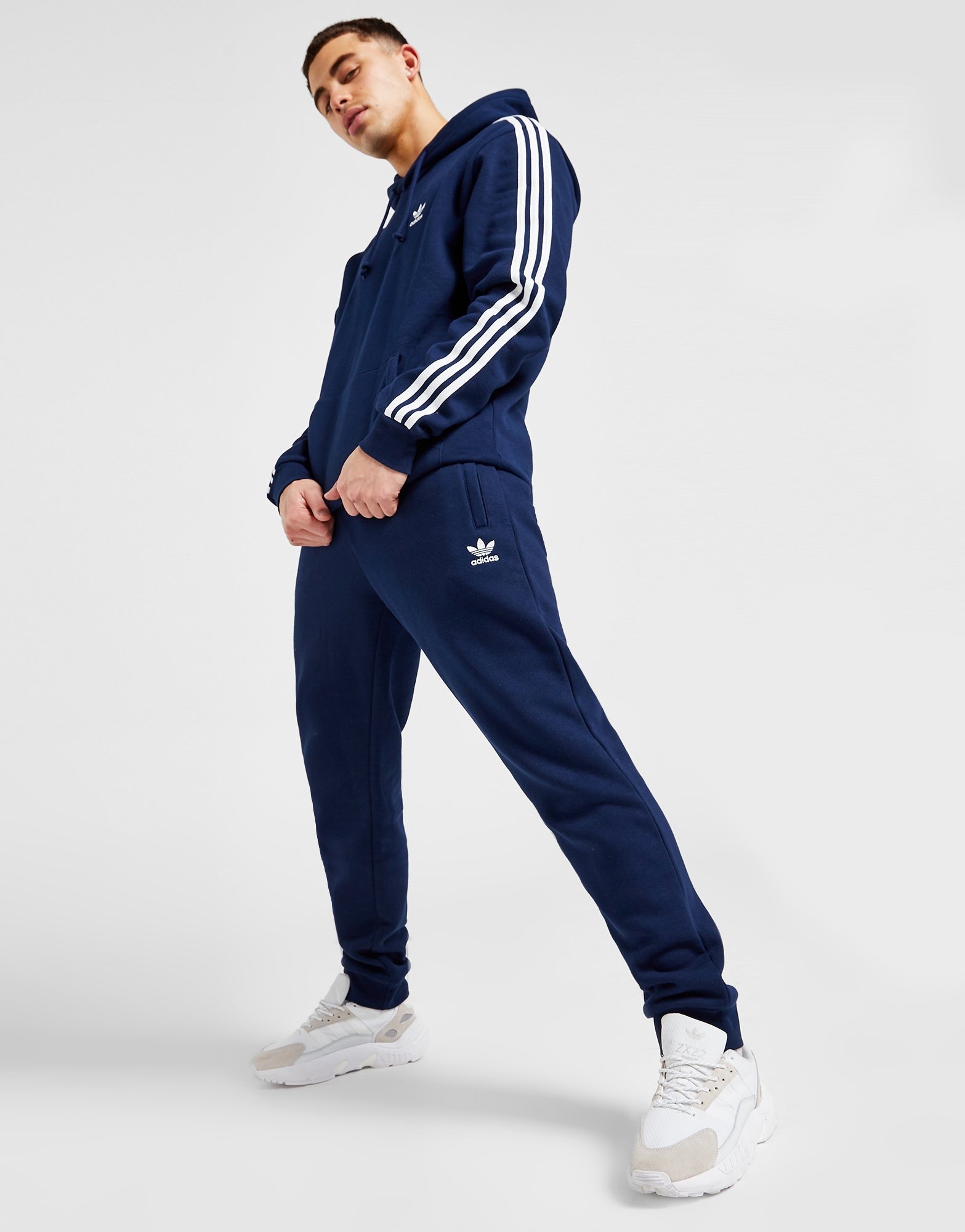 Blue adidas Originals Adicolor Essentials Trefoil Fleece Joggers | JD ...