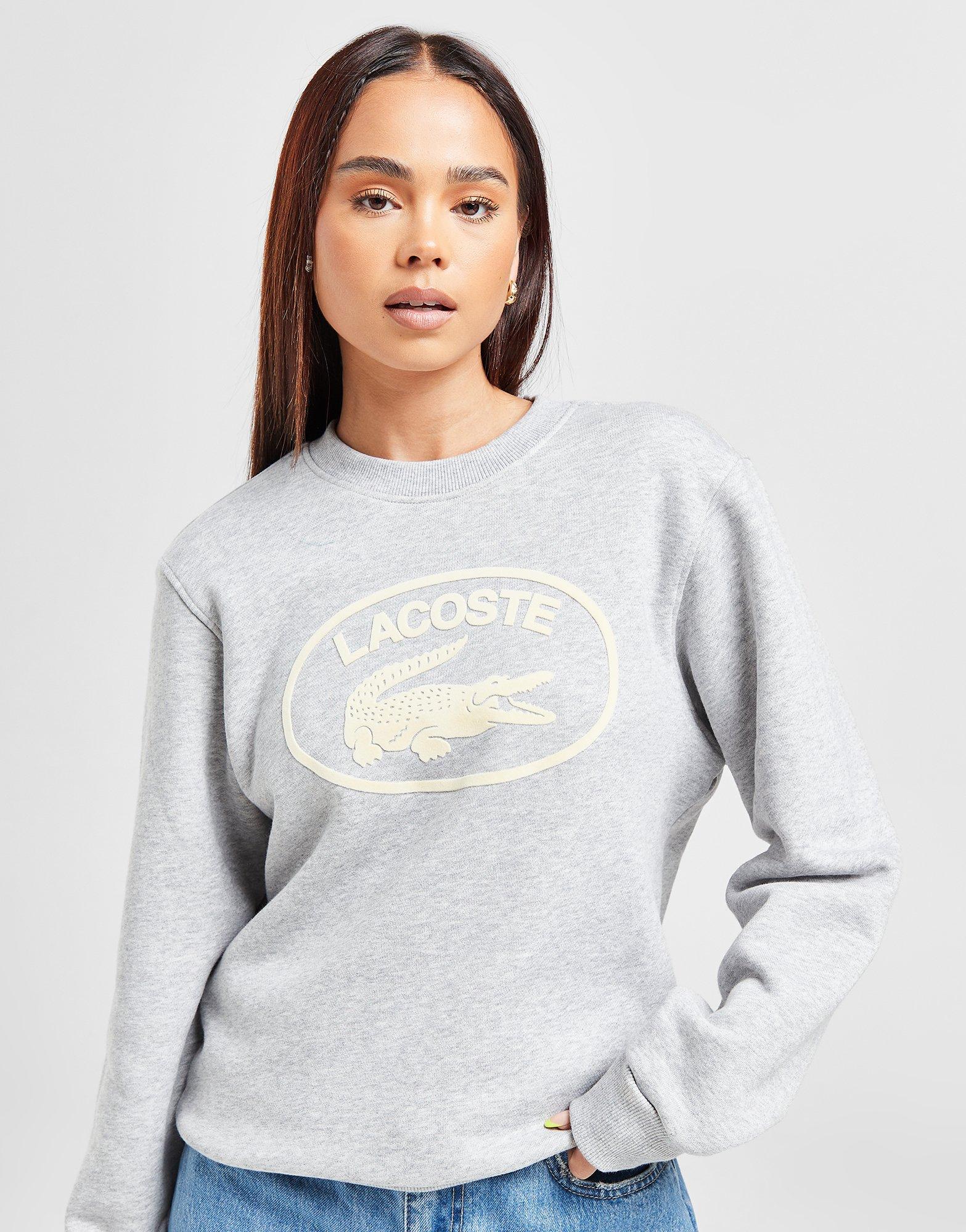 Grey Lacoste Oval Logo Crew Sweatshirt | JD Sports UK