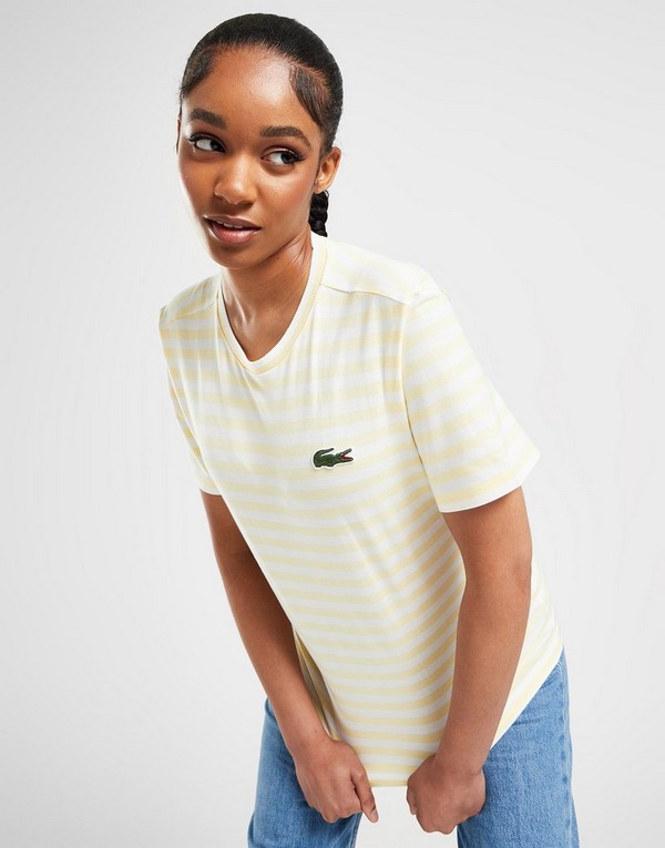 Yellow Lacoste Stripe T-Shirt | JD Sports