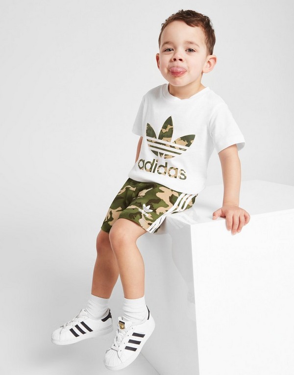 White adidas Originals Camo Infill T-Shirt/Shorts Set Infant JD Sports Global
