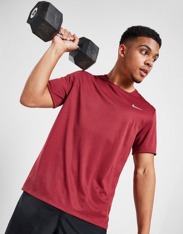 Red Nike Miler Short Sleeve T-Shirt | JD