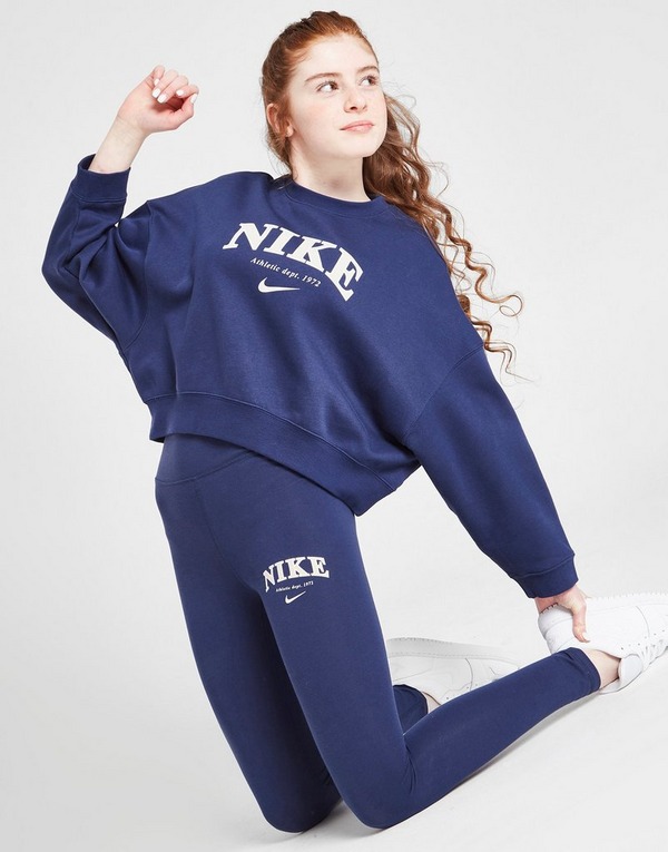 Blue Nike Girls' Trend Fleece Crew Sweatshirt Junior