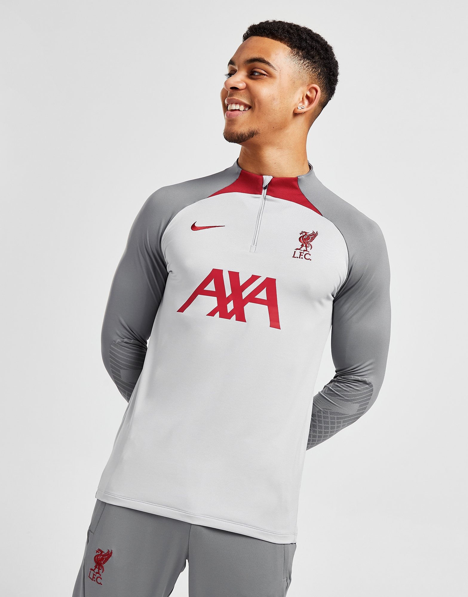Grey Nike Liverpool FC Strike Drill 1/4 Zip Top JD Sports UK Scotty Liverpool Championship Mid-Round