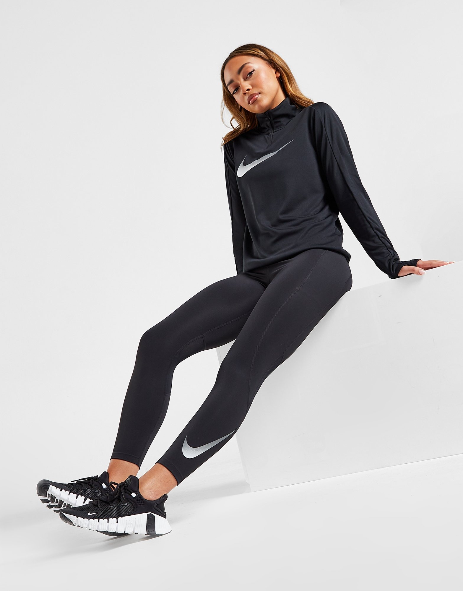 Black Nike Running Swoosh Tights | JD Sports UK