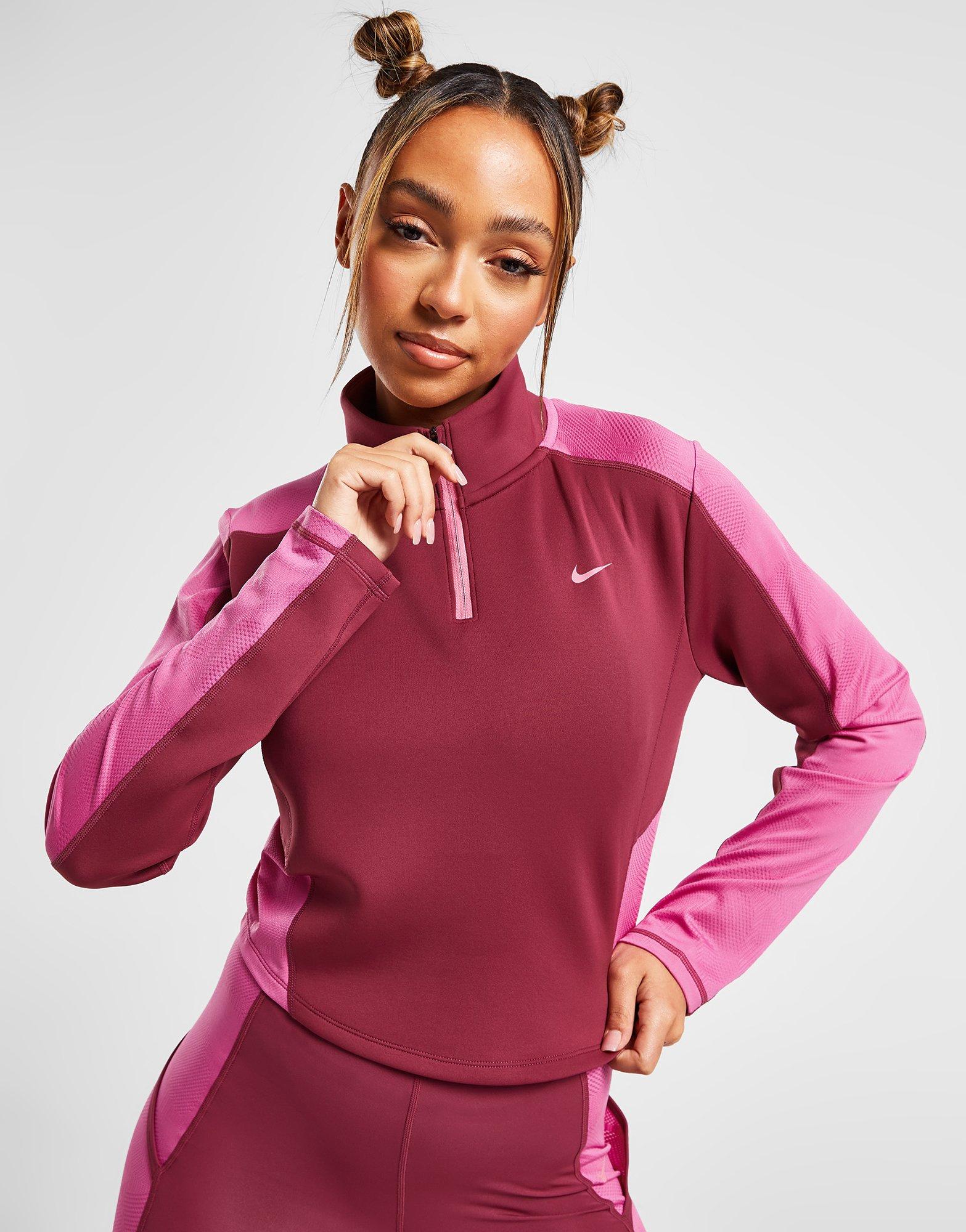 Pink Nike Training Femme Crop 1 4 Zip Top JD Sports UK