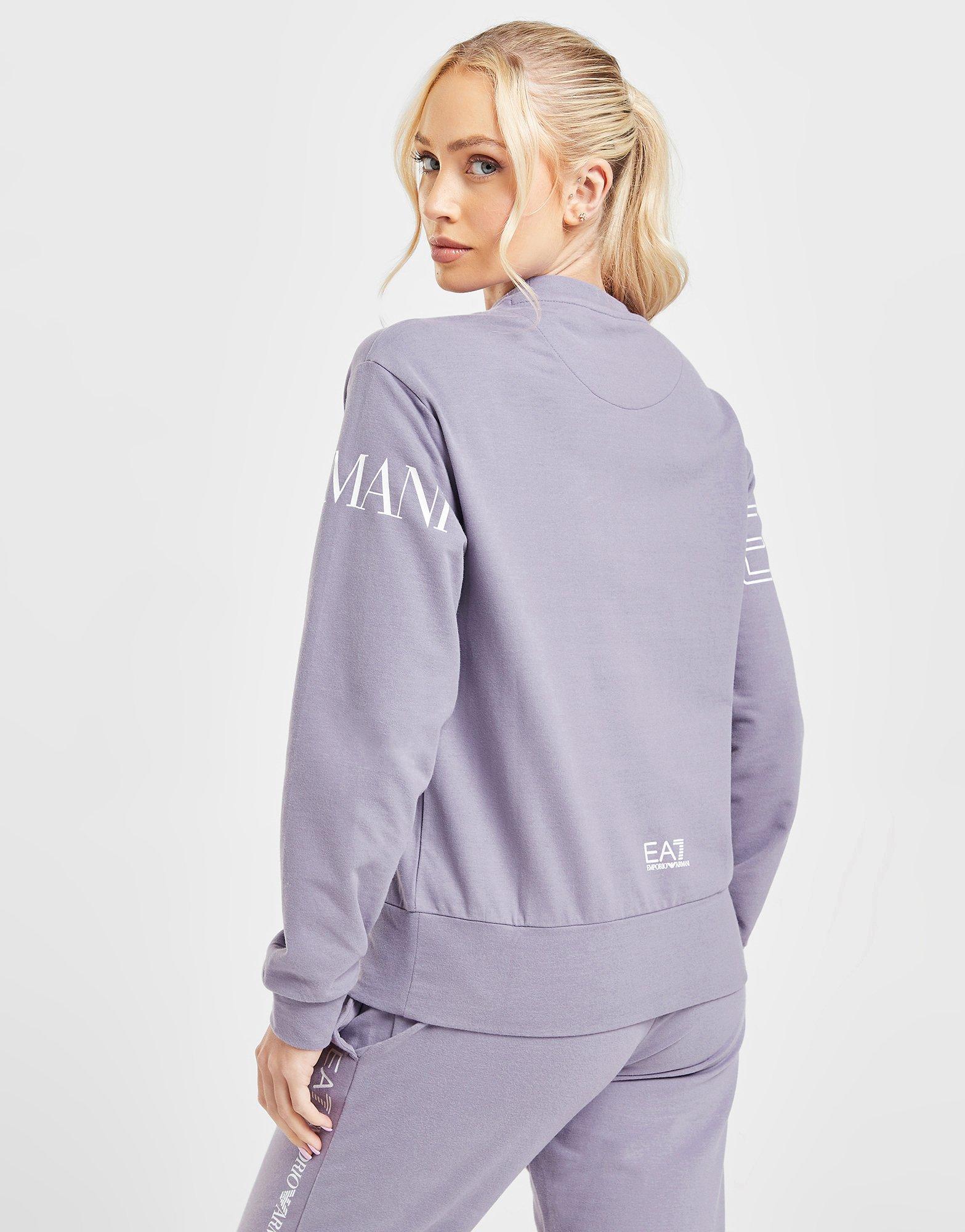 Purple EA7 Emporio Armani Oversized Logo Crew Sweatshirt | JD