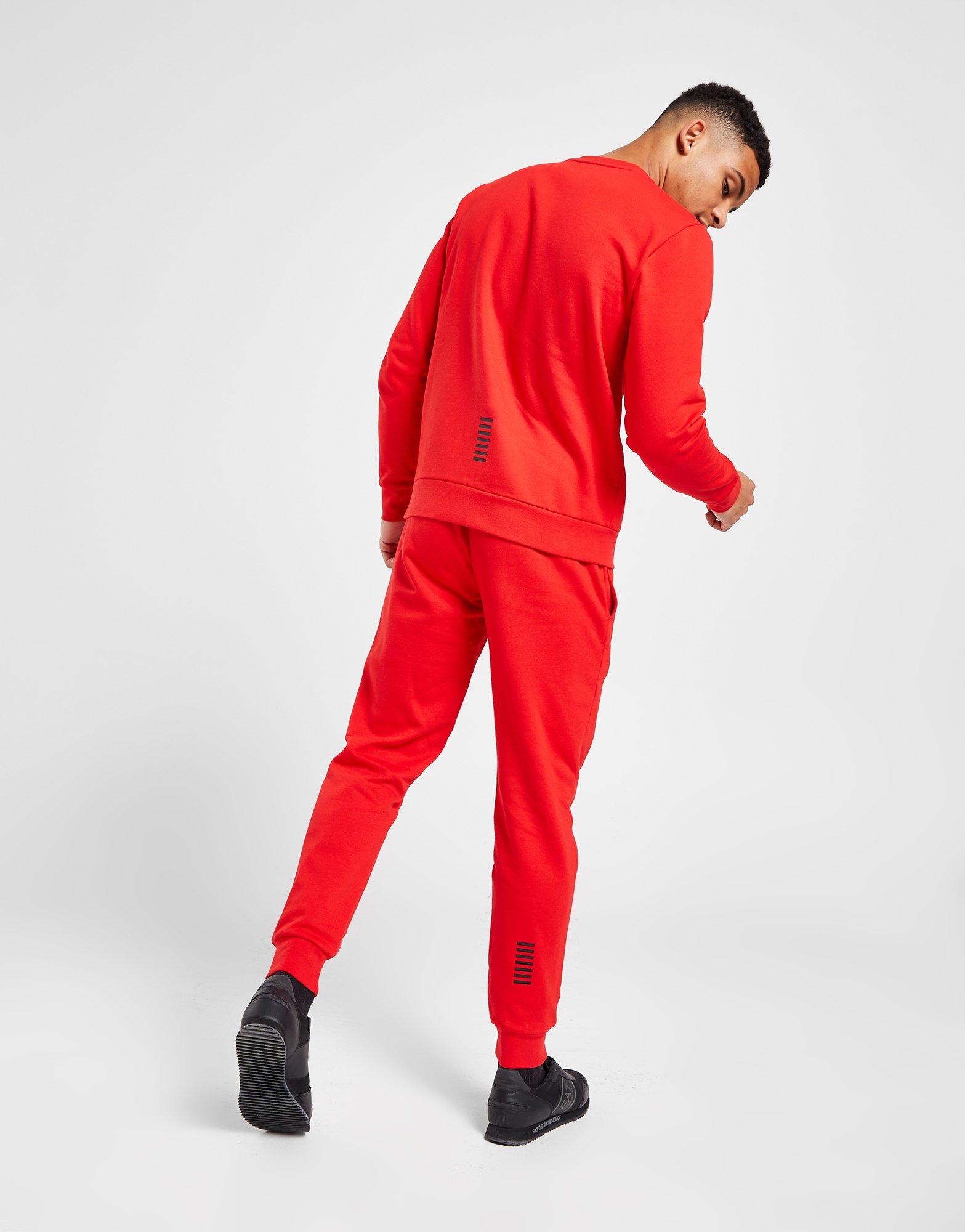 Red Emporio Armani EA7 Badge Crew Tracksuit | JD Sports UK