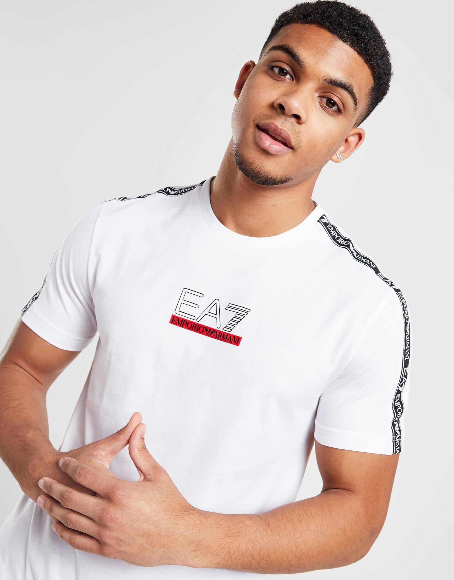 White Emporio Armani EA7 Tape T-Shirt | JD Sports UK