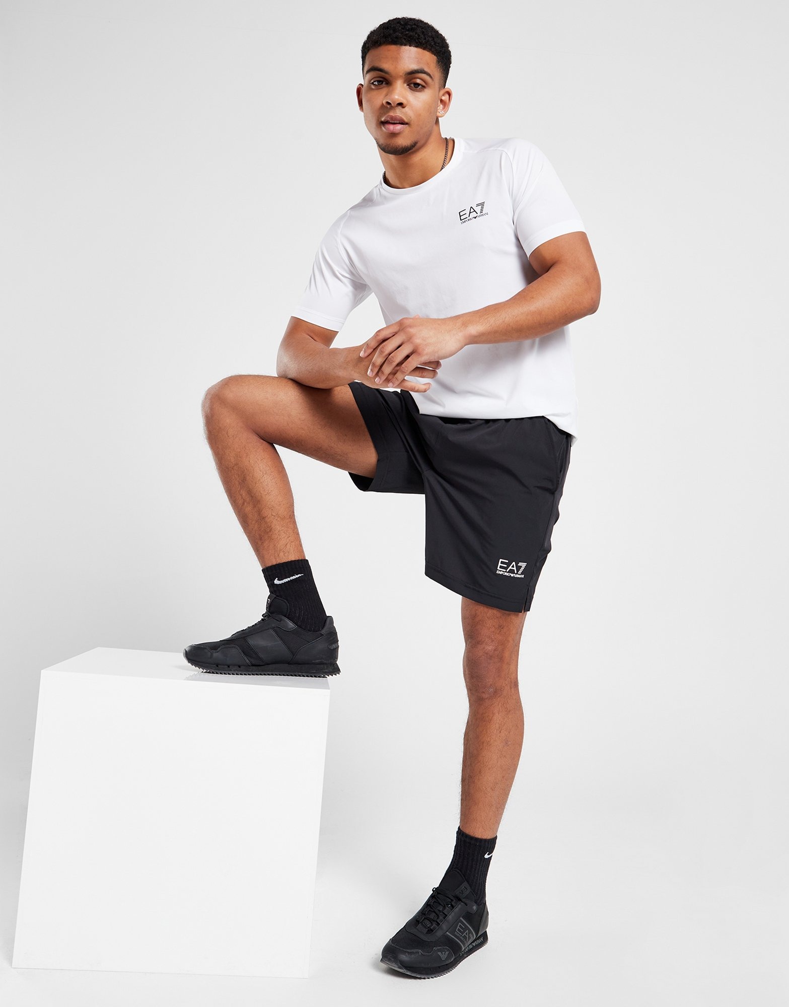 White Emporio Armani EA7 Back Print T-Shirt/Shorts Set - JD Sports NZ