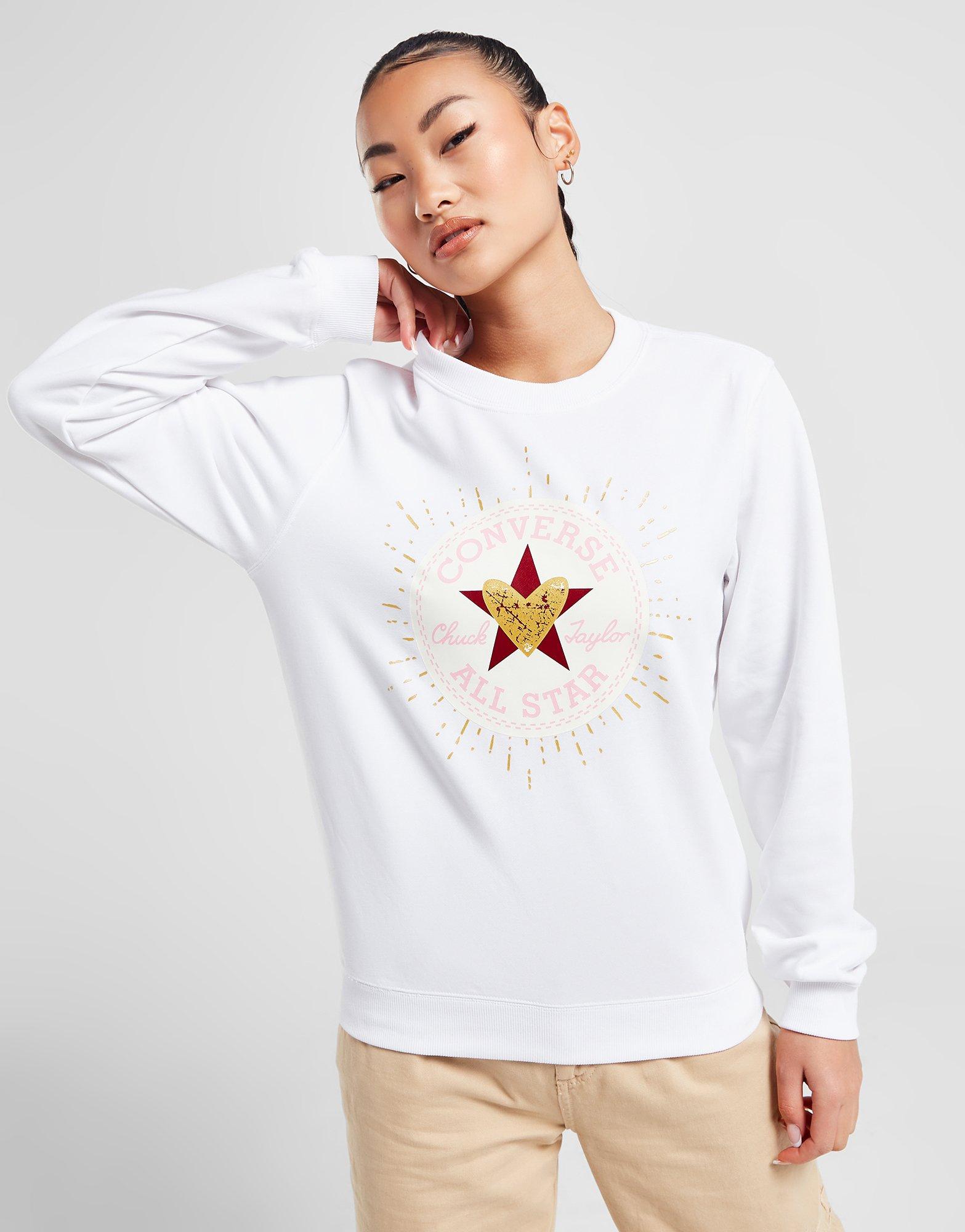 White Converse Heart Chuck Taylor Crew Sweatshirt | JD Sports Global