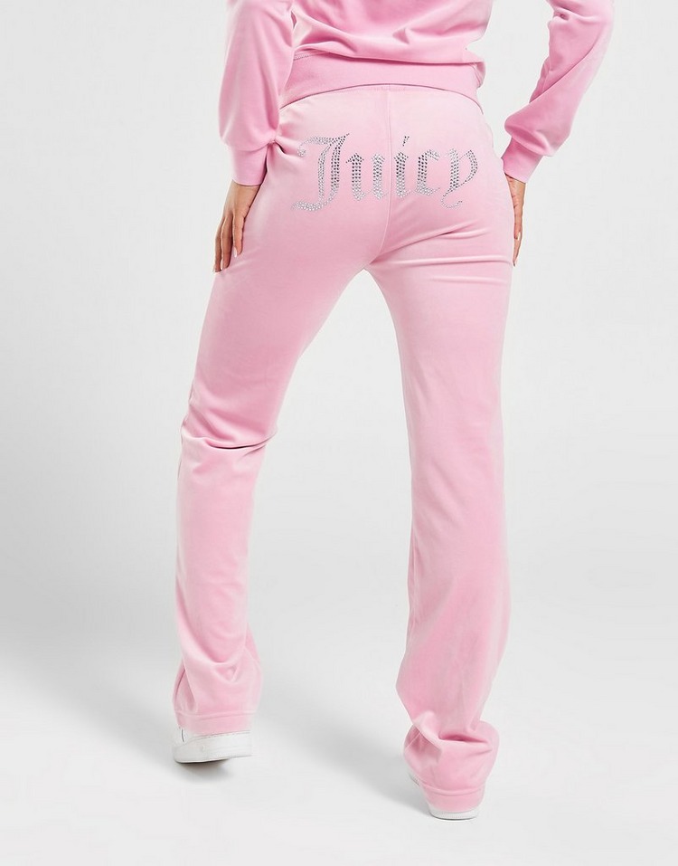 Pink JUICY COUTURE Diamante Velour Track Pants | JD Sports UK