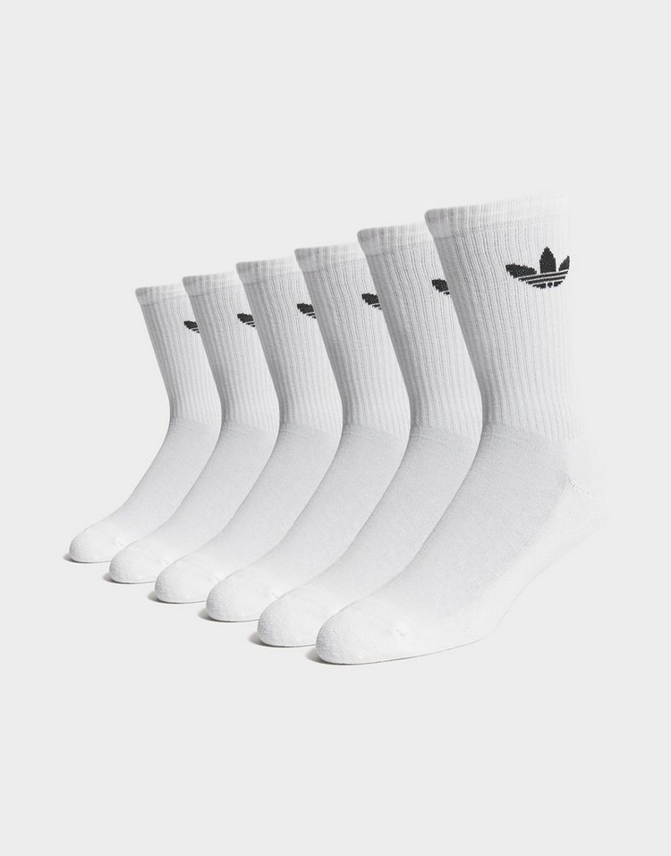 White adidas Originals 6-Pack Trefoil Cushion Crew Socks | JD Sports UK