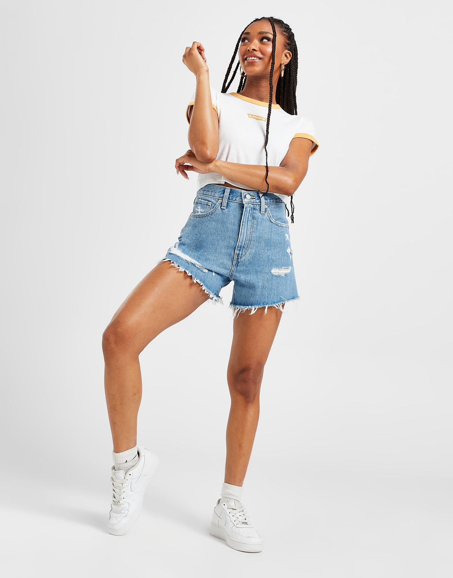 Blue LEVI'S Ripped Mom Shorts | JD Sports UK