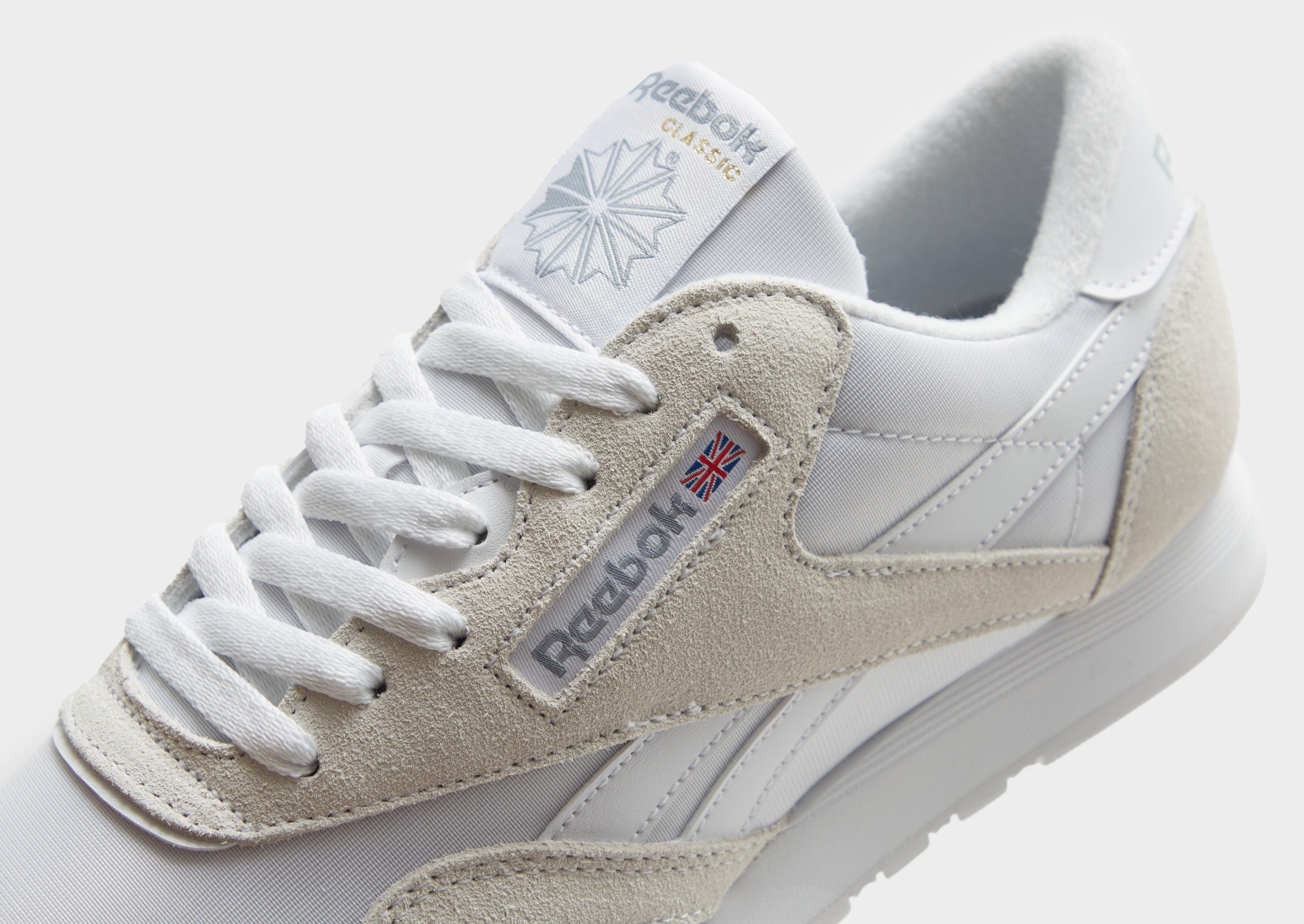 Reebok classic nylon hot sale trainers in white