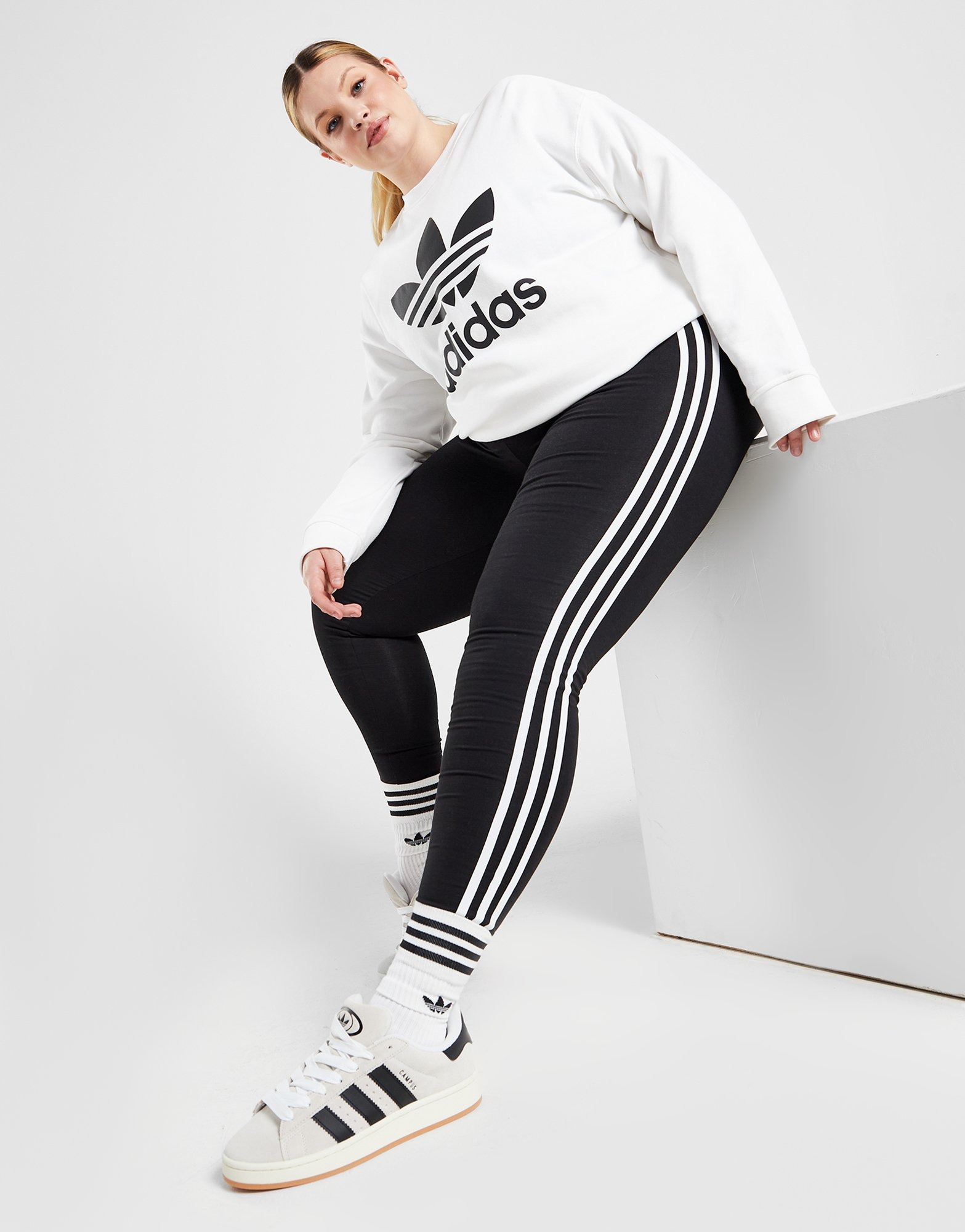 Sort adidas Originals 3-Stripes Plus Leggings Dame - JD Sports Danmark