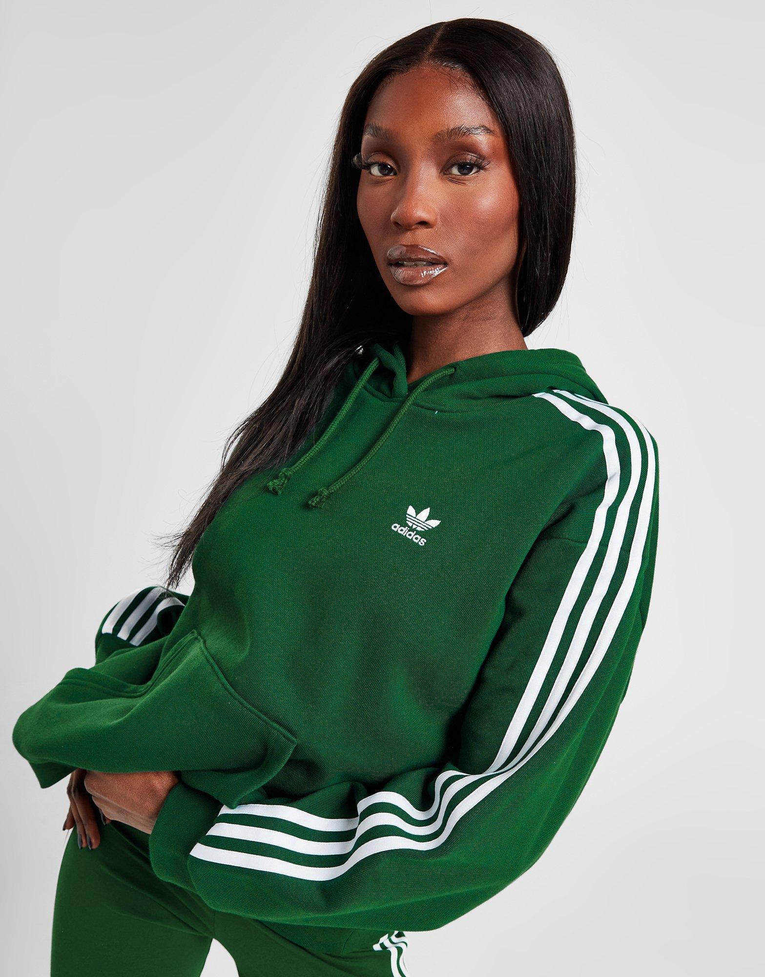 Adidas originals adicolor clearance cropped hoodie in green