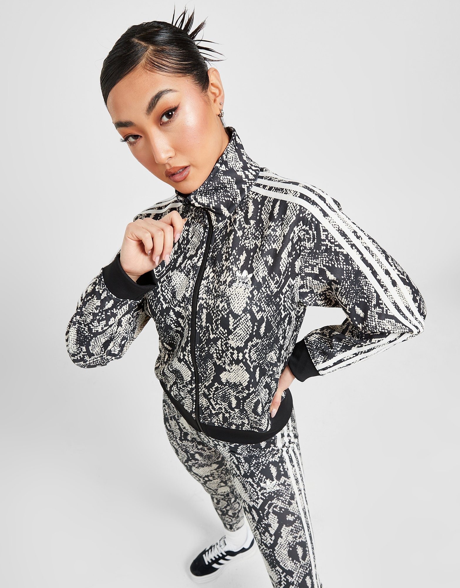 Black adidas Originals All Over Print Snake Track Top | JD Sports