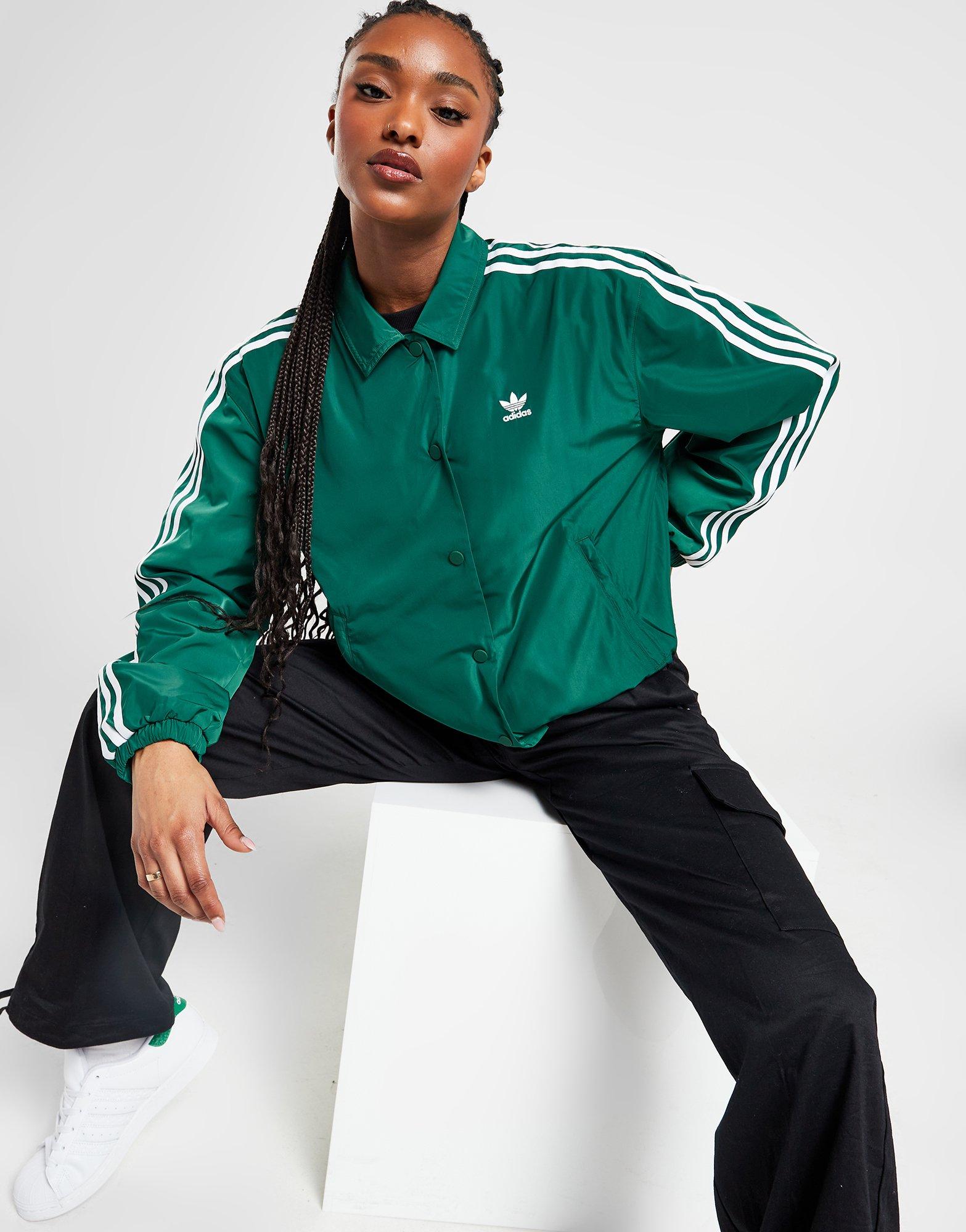 Green adidas Originals 3-Stripes Coach Jacket | JD Sports Global