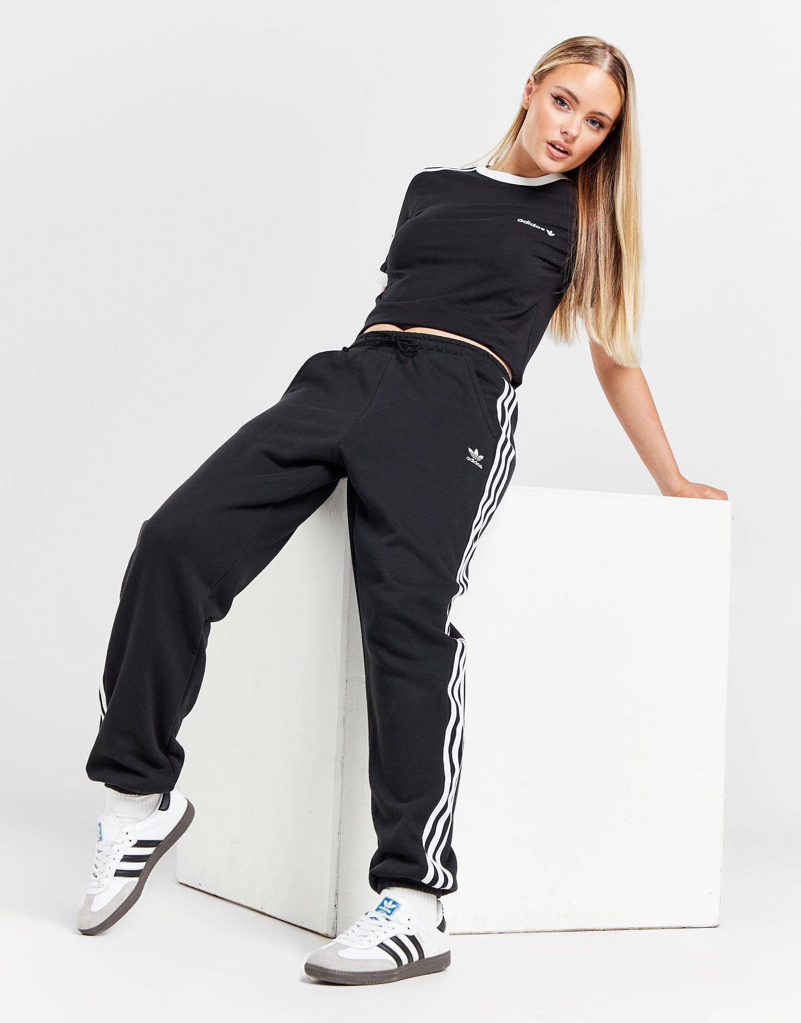 Sort adidas 3-Stripes Oversized Joggingbukser Dame - Sports Danmark