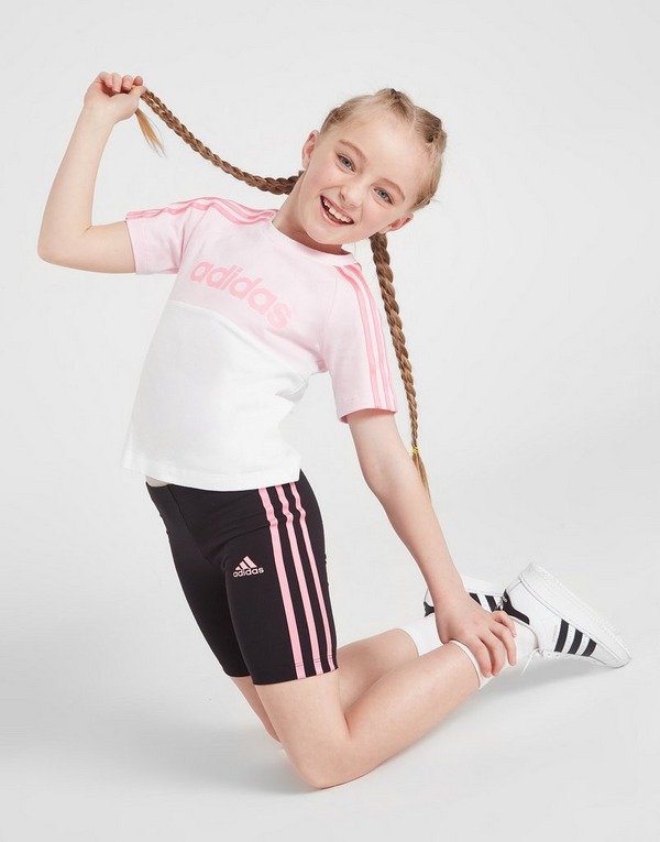 Pink adidas Girls' Linear T-shirt/shorts Set Children