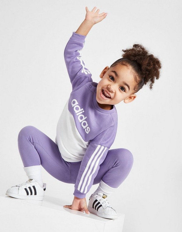 Purple adidas Girls' Linear Crew/Leggings Set | JD Global