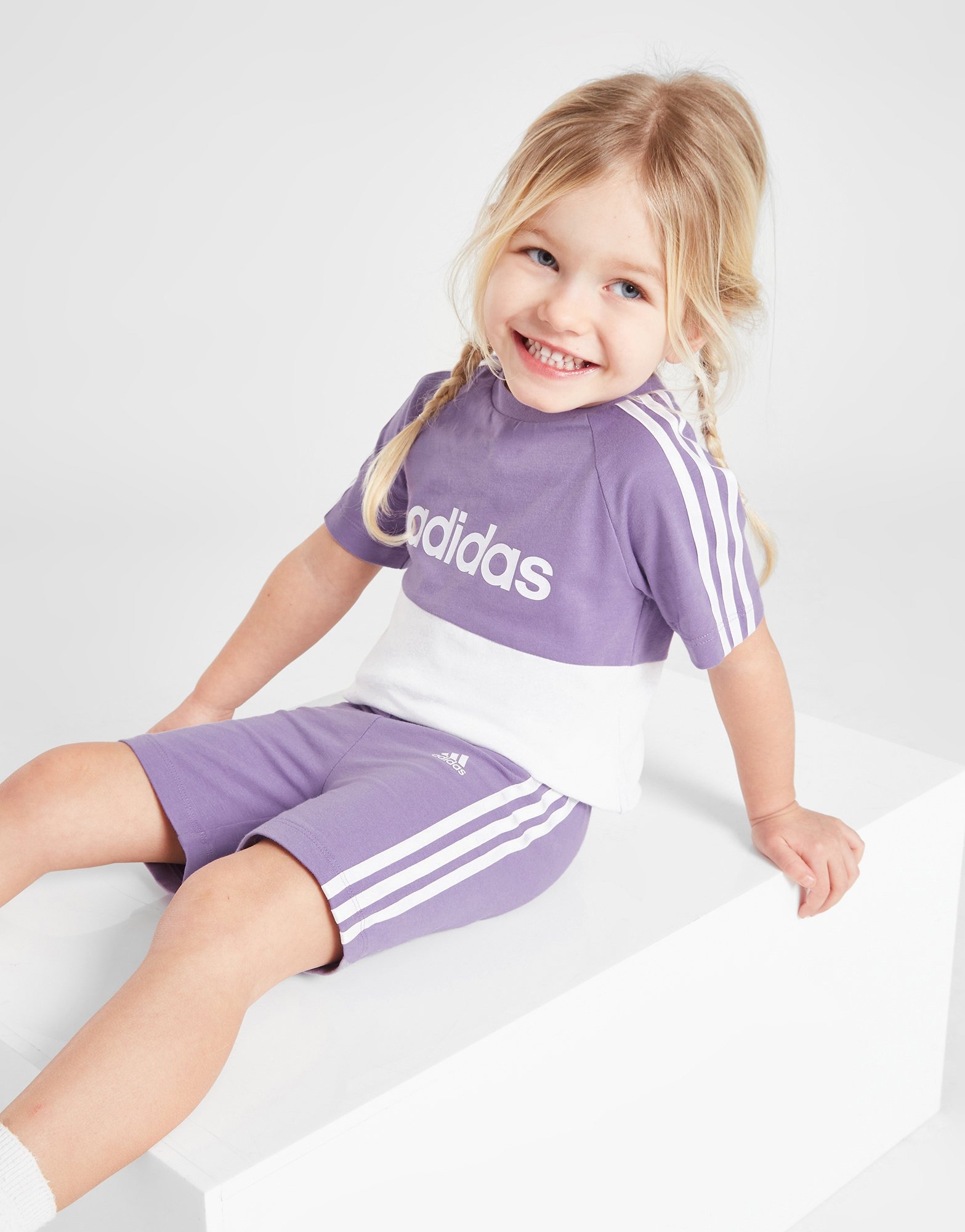 Purple adidas Girls' Linear Colour Block T-Shirt/Shorts Infant JD Sports  UK