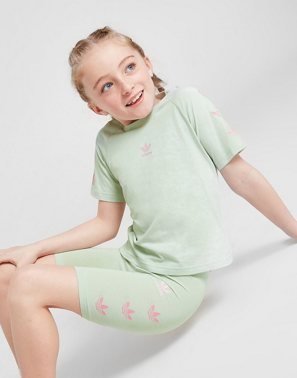 Green adidas Originals Girls' Repeat Trefoil T-Shirt/Shorts Set Children | Global